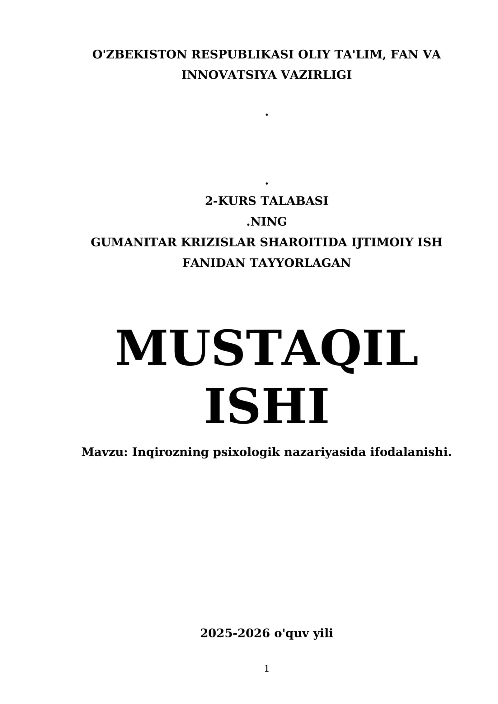 Inqirozning Psixologik Nazariyasida Ifodalanishi 1