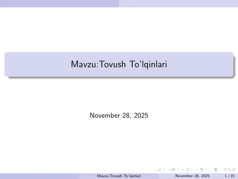 Tovush To’lqinlari 1