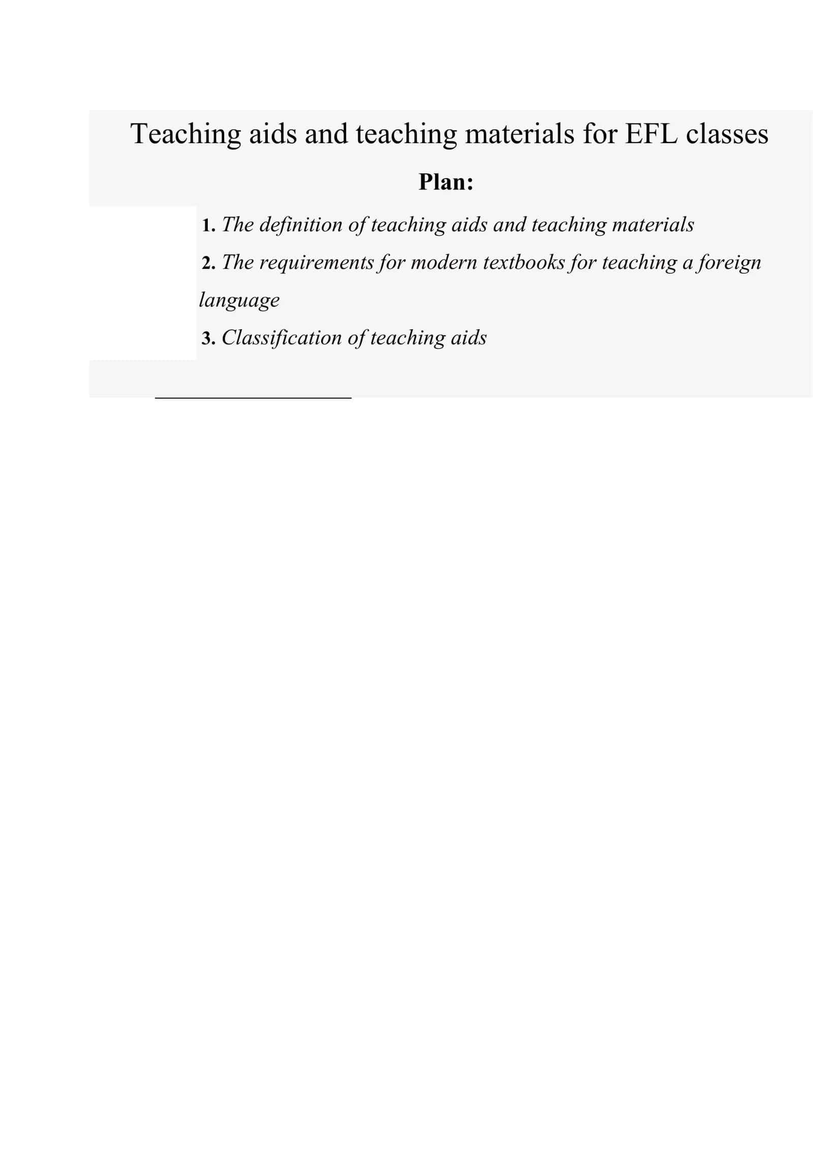 Teaching aids and teaching materials for EFL classes 1