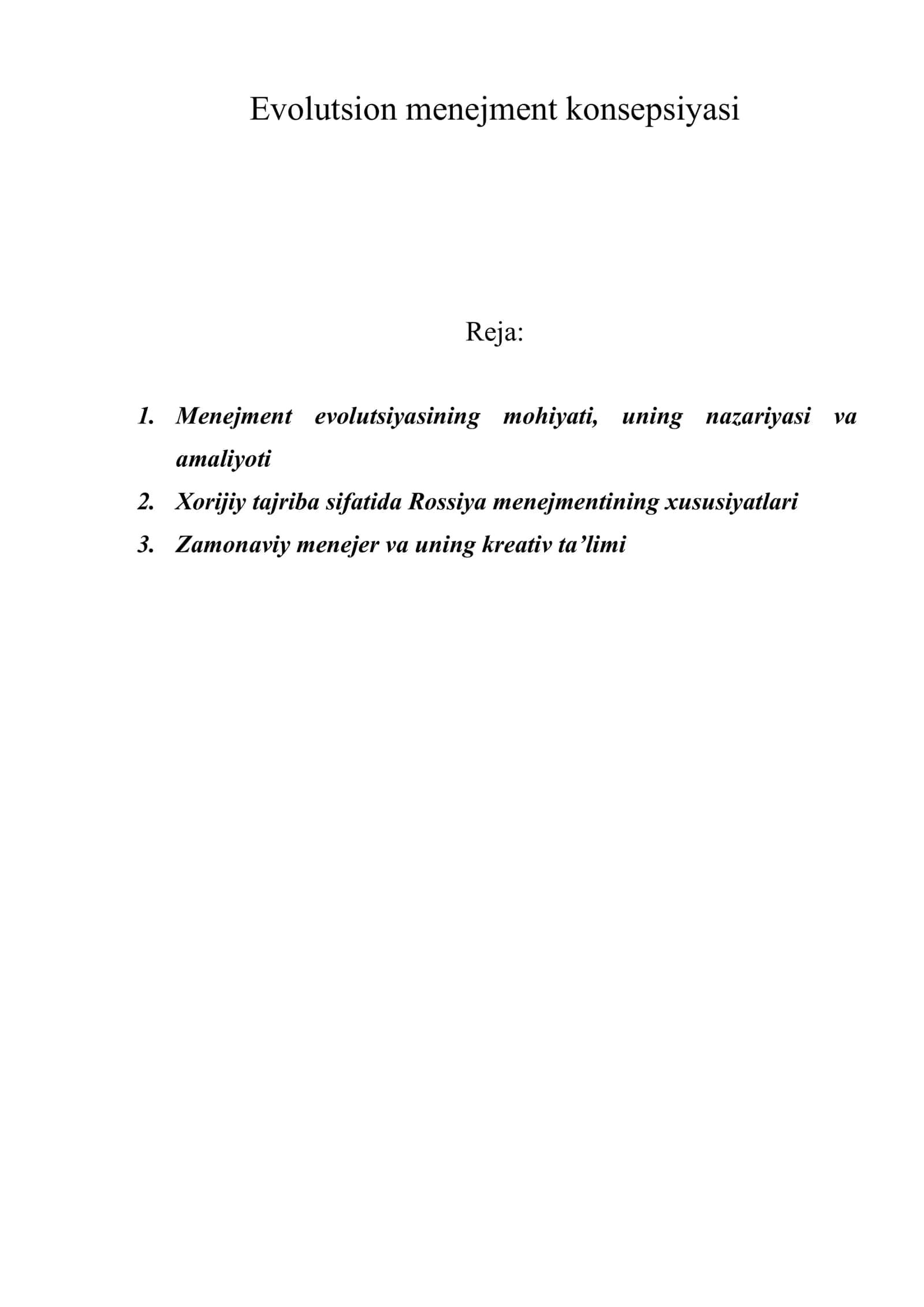 Evolutsion menejment konsepsiyasi 1