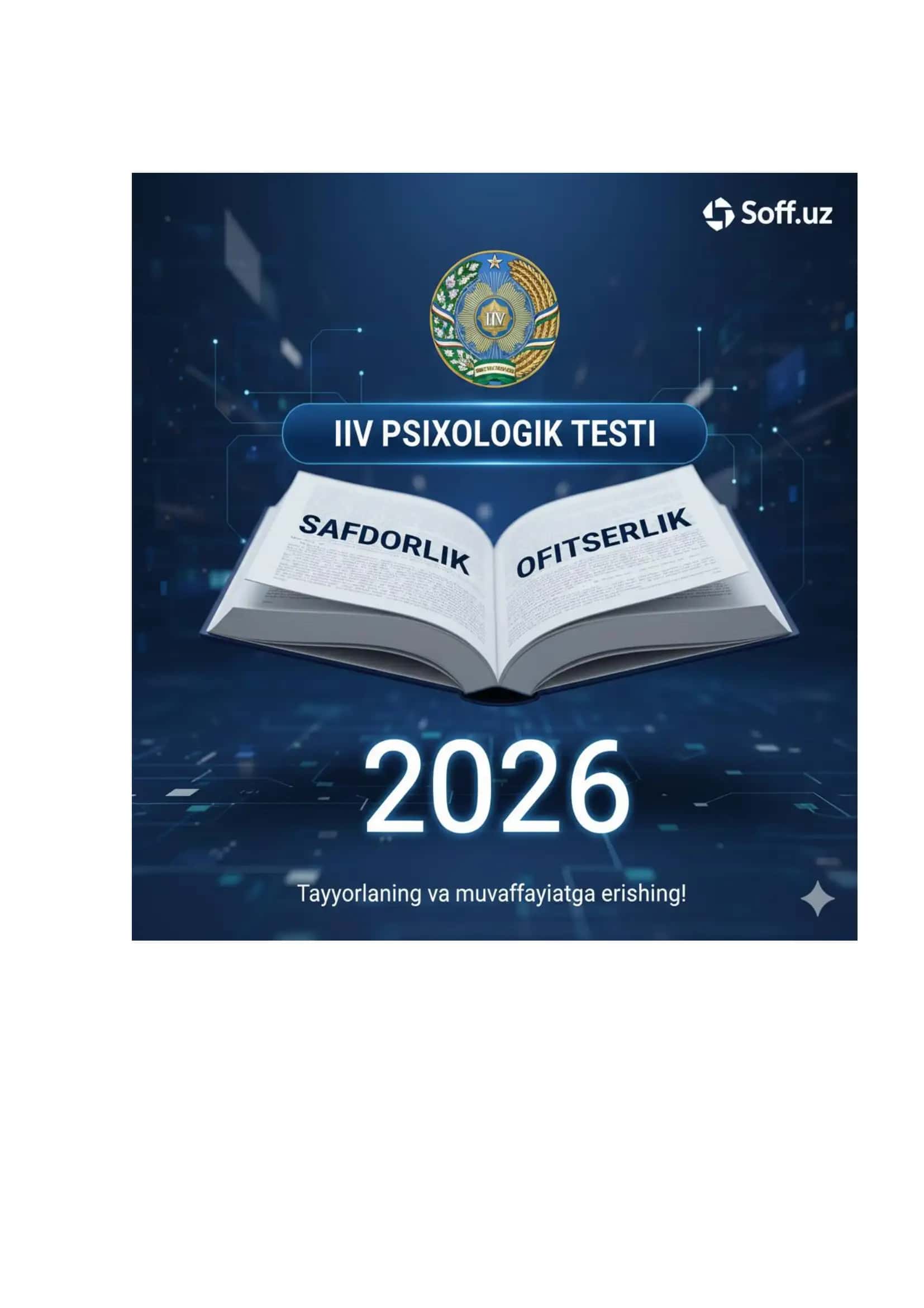 Safdorlik va ofitserlik uchun psixologik tayyorgarlik testi 1