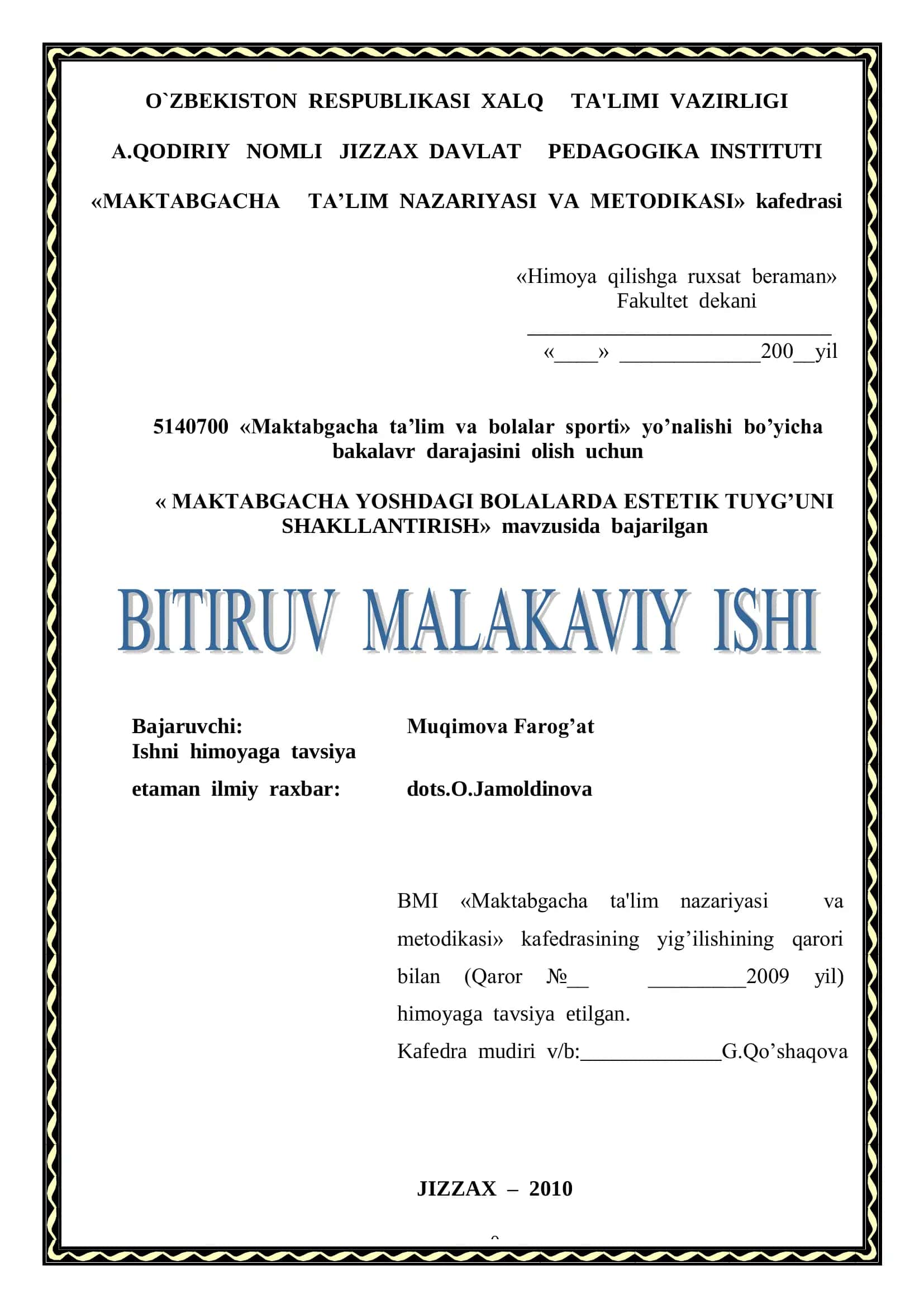 MAKTABGACHA YOSHDAGI BOLALARDA ESTЕTIK TUYG’UNI SHAKLLANTIRISH 1