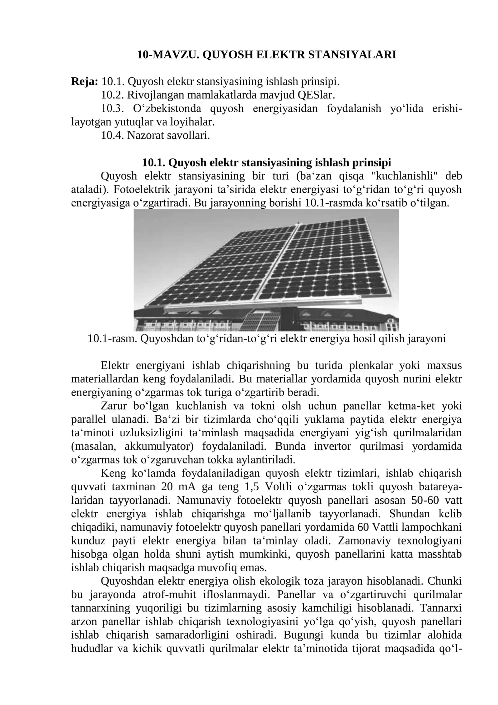 QUYOSH ELEKTR STANSIYALARI 1