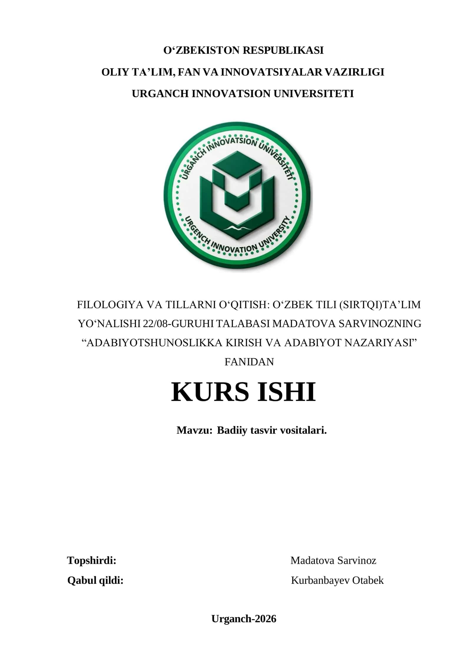 Badiiy tasvir vositalari 1