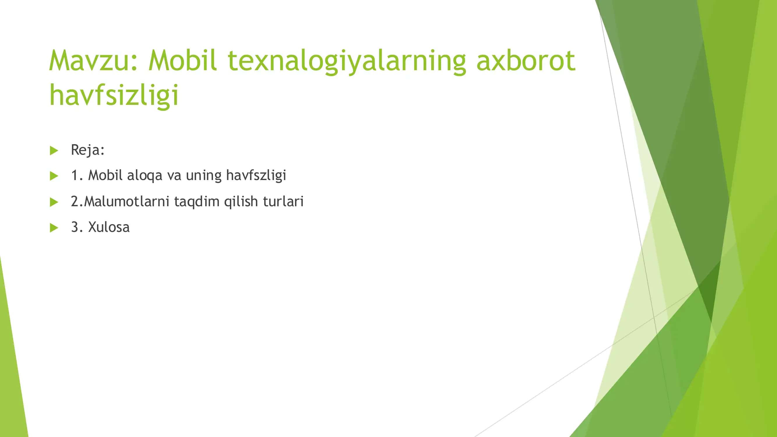 Mobil texnalogiyalarning axborot havfsizligi 1