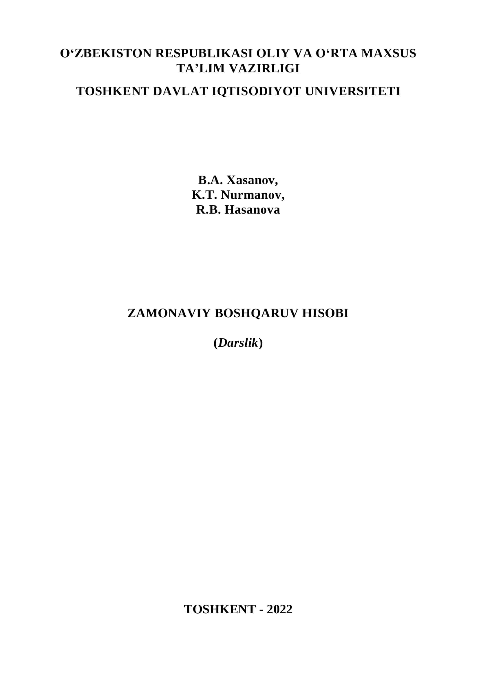 Zamоnaviy Bоshqaruv Hisоbi (Darslik) 1