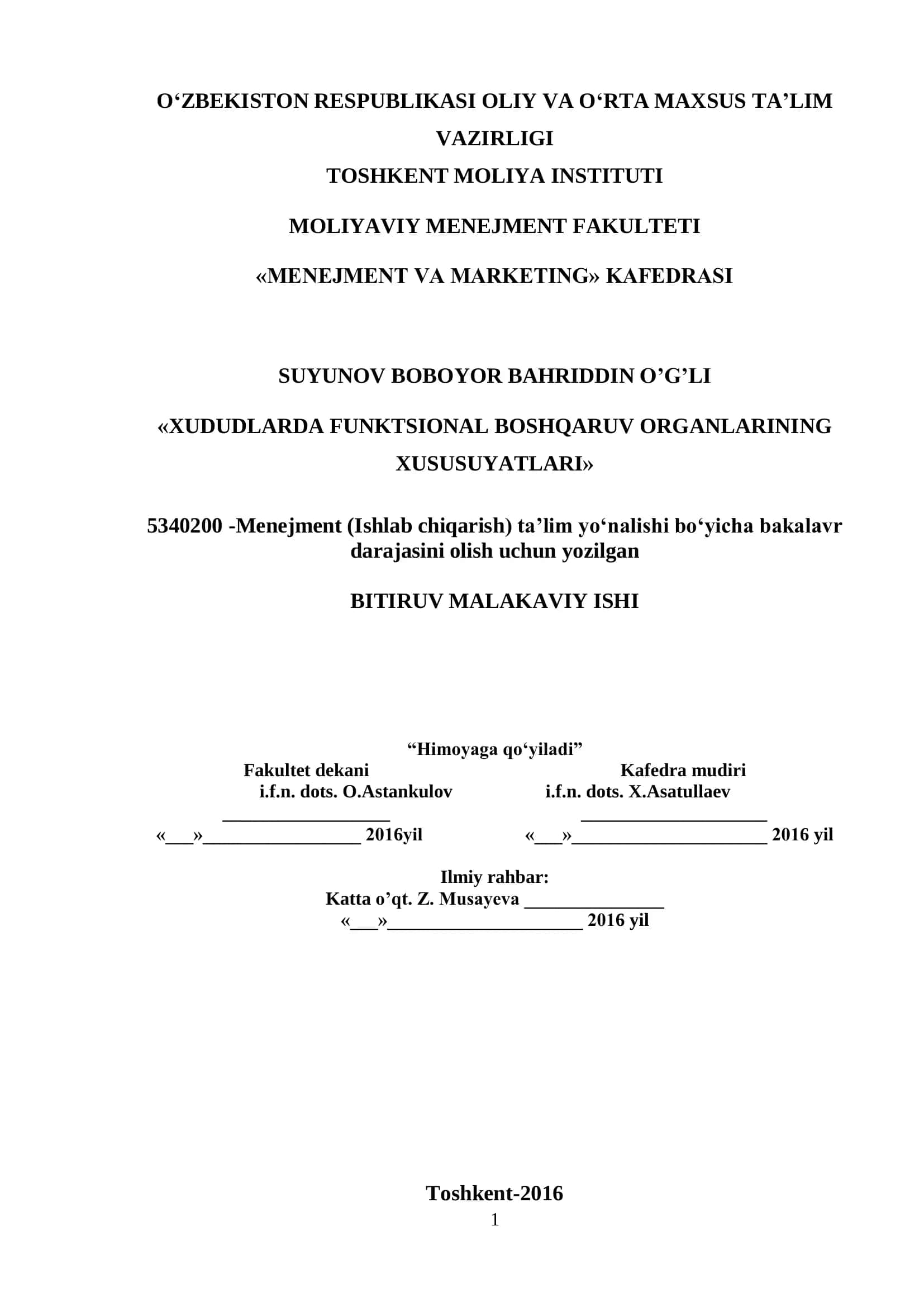 XUDUDLARDA FUNKTSIONAL BOSHQARUV ORGANLARINING XUSUSUYATLARI 1
