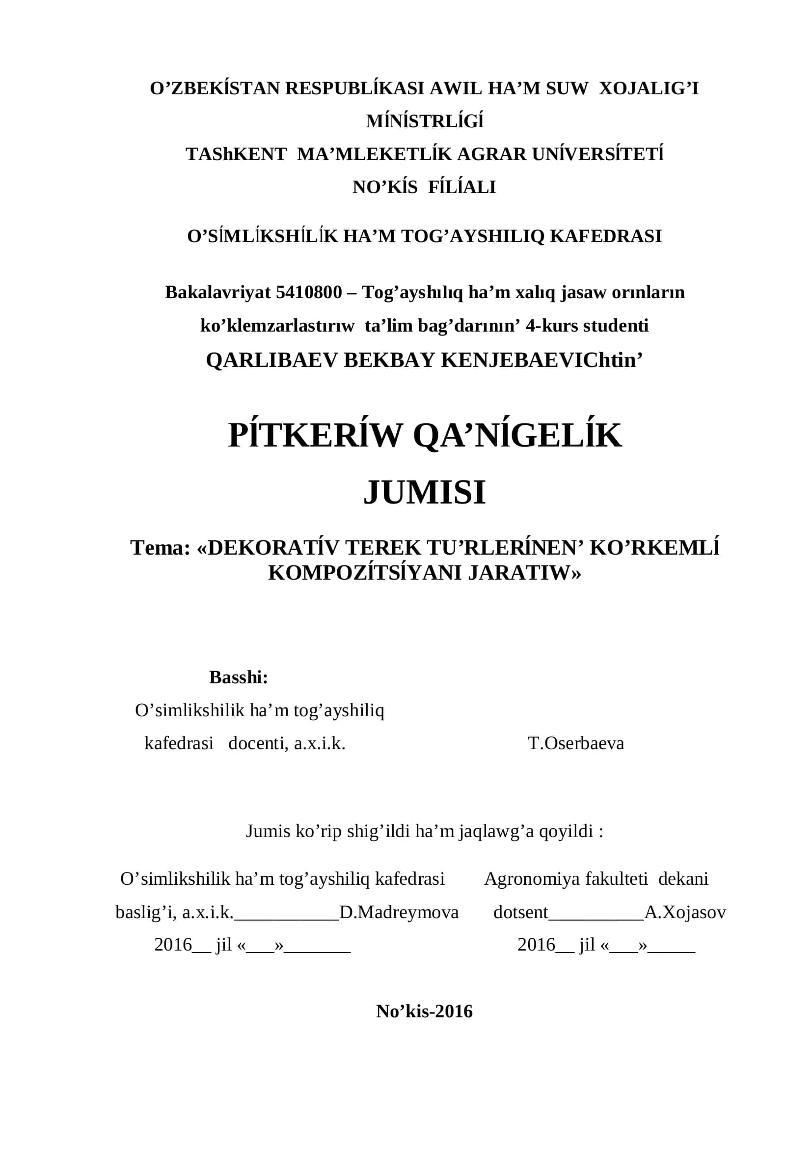 DEKORATIV TEREK TU’RLERĺNEN KO’RKEMLĺ KOMPOZĺTSĺYANI JARATIW 1