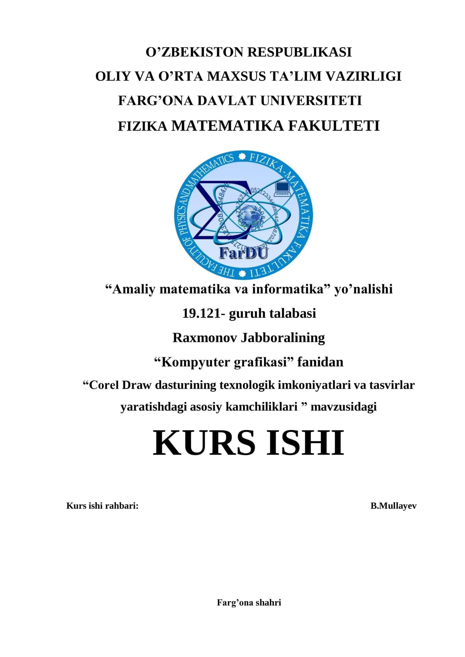 Corel Draw dasturining texnologik imkoniyatlari va tasvirlar yaratishdagi asosiy kamchiliklari 1