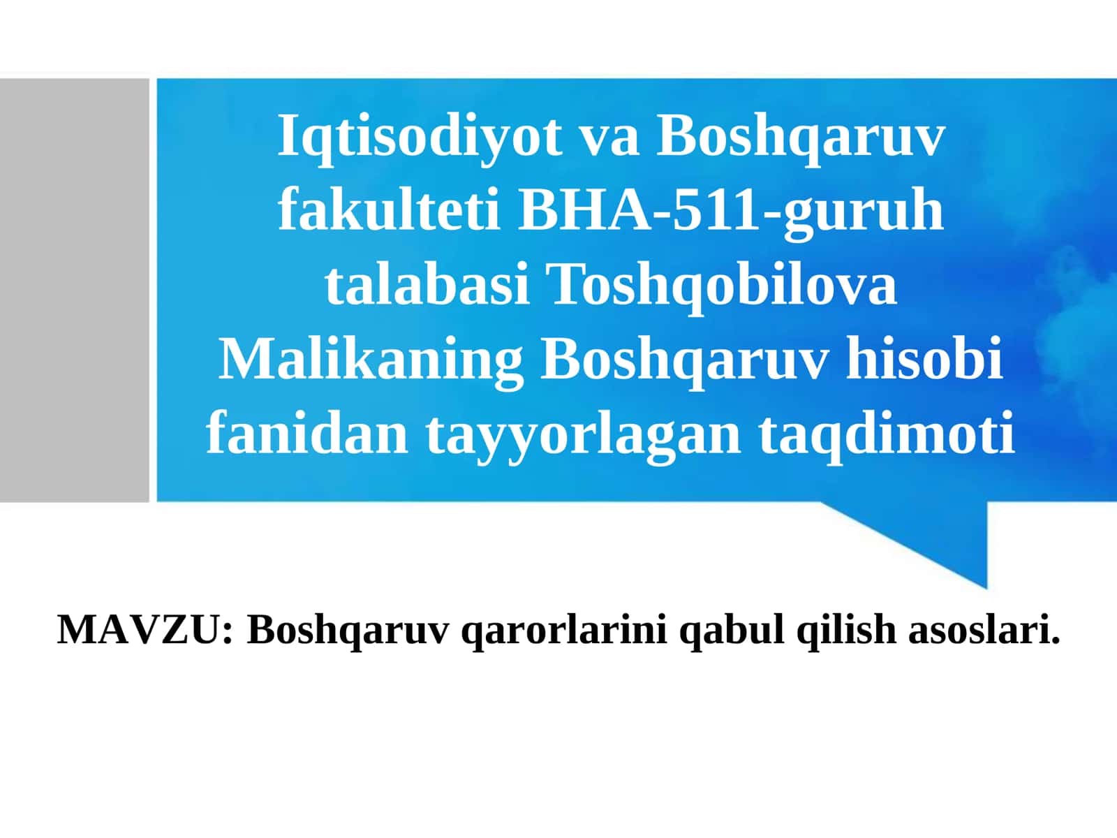 Boshqaruv qarorlarini qabul qilish 1