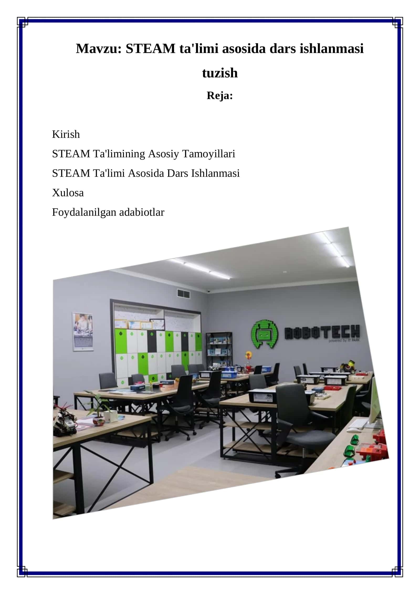STEAM ta'limi asosida dars ishlanmasi 1