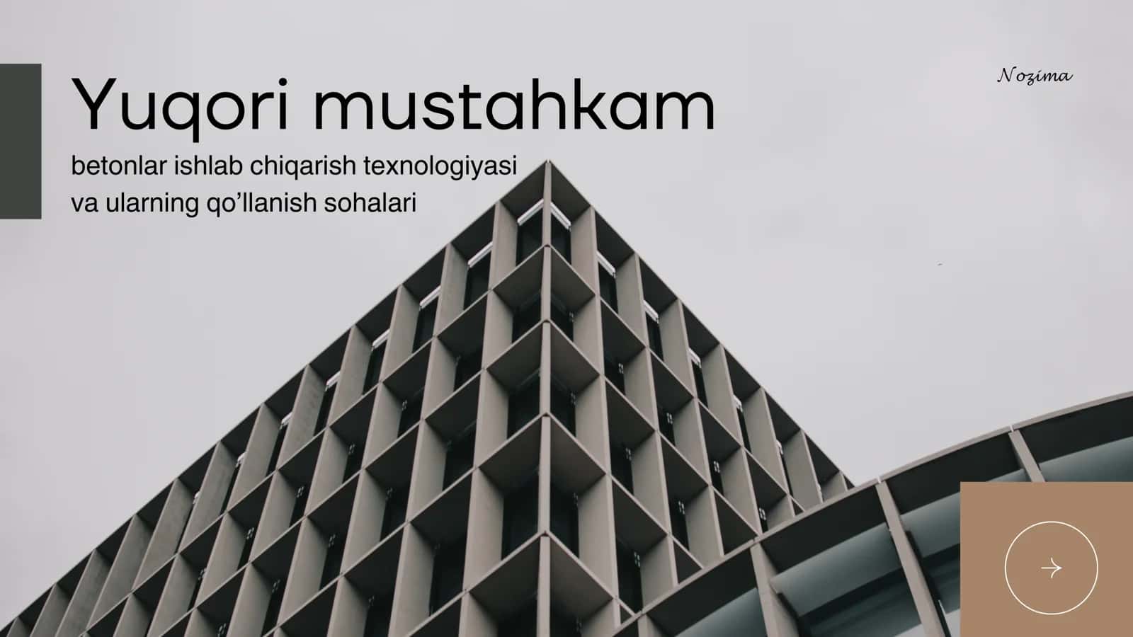 Yuqori mustahkam betonlar ishlab chiqarish texnologiyasi va ularning qo’llanish sohalari 1