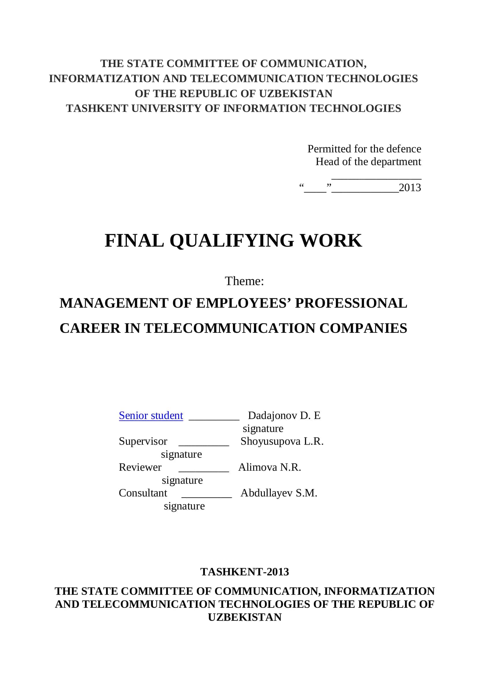 MANAGEMENT OF EMPLOYEES’ PROFESSIONAL CAREER IN TELECOMMUNICATION COMPANIES 1