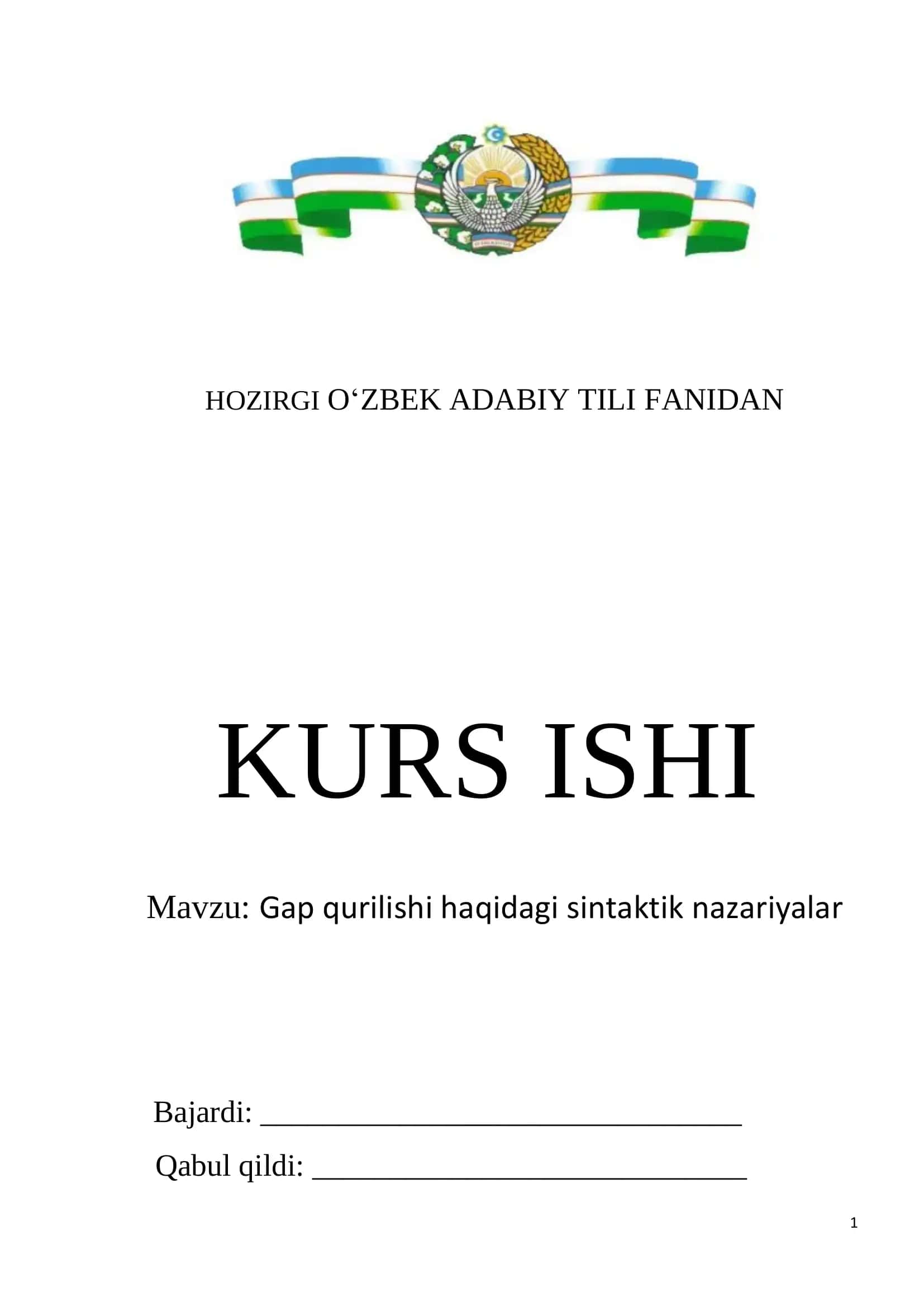 Gap qurilishi haqidagi sintaktik nazariyalar 1