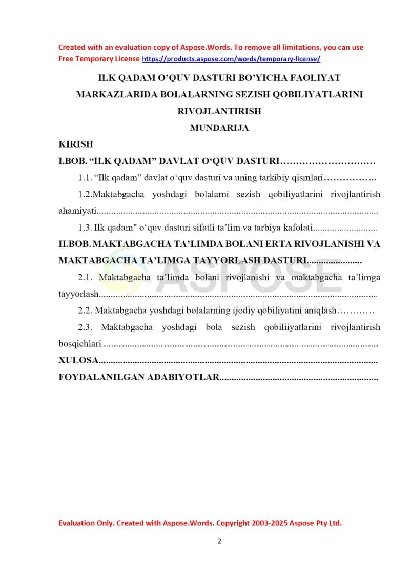 Kurs ishi: “Ilk qadam” o‘quv dasturi bo‘yicha faoliyat markazlarida bolalarning sezish qobiliyatlarini rivojlantirish 1