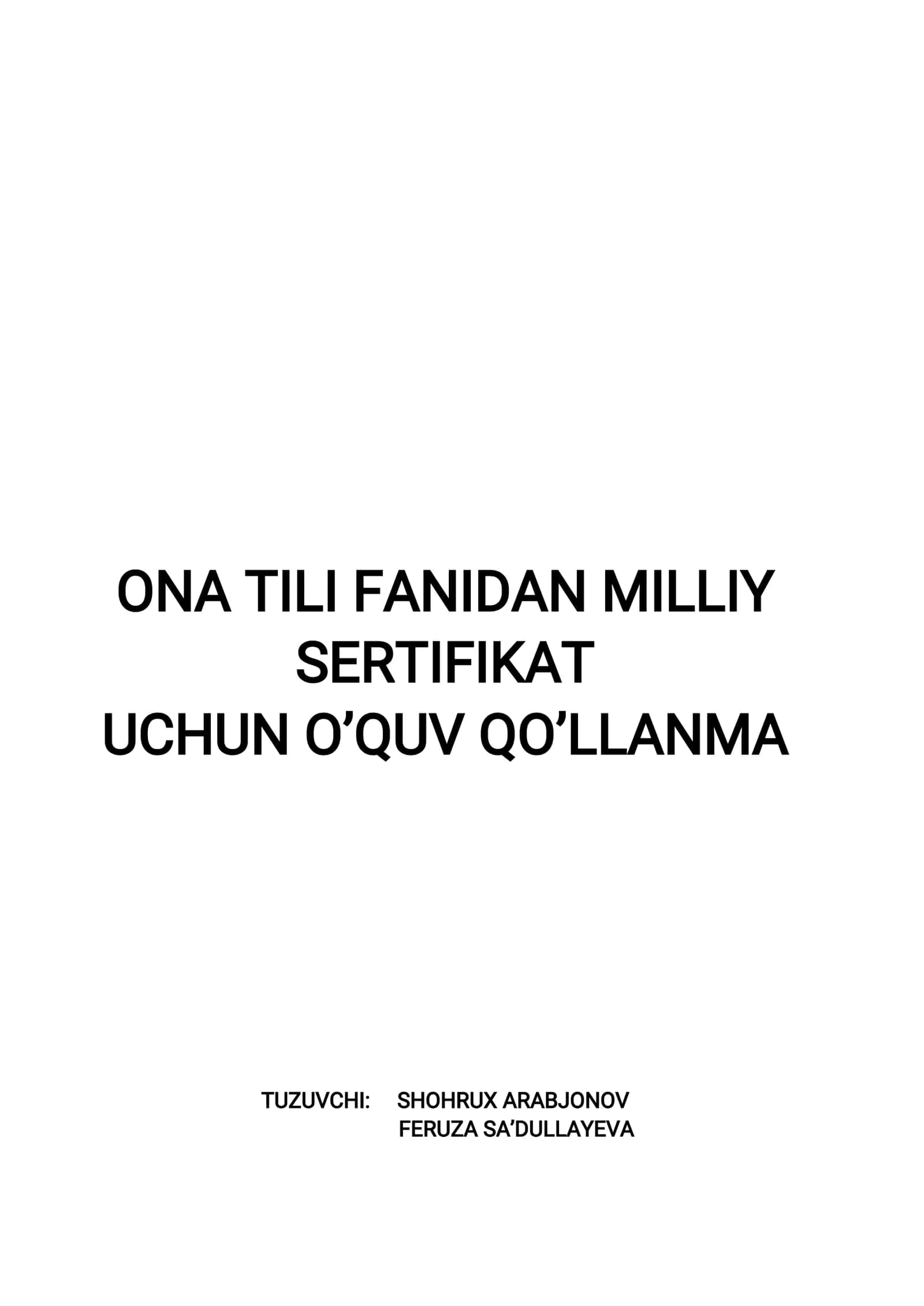 ONATILIFANIDANMILLIY SERTIFIKAT UCHUNO’QUVQO’LLANMA 1