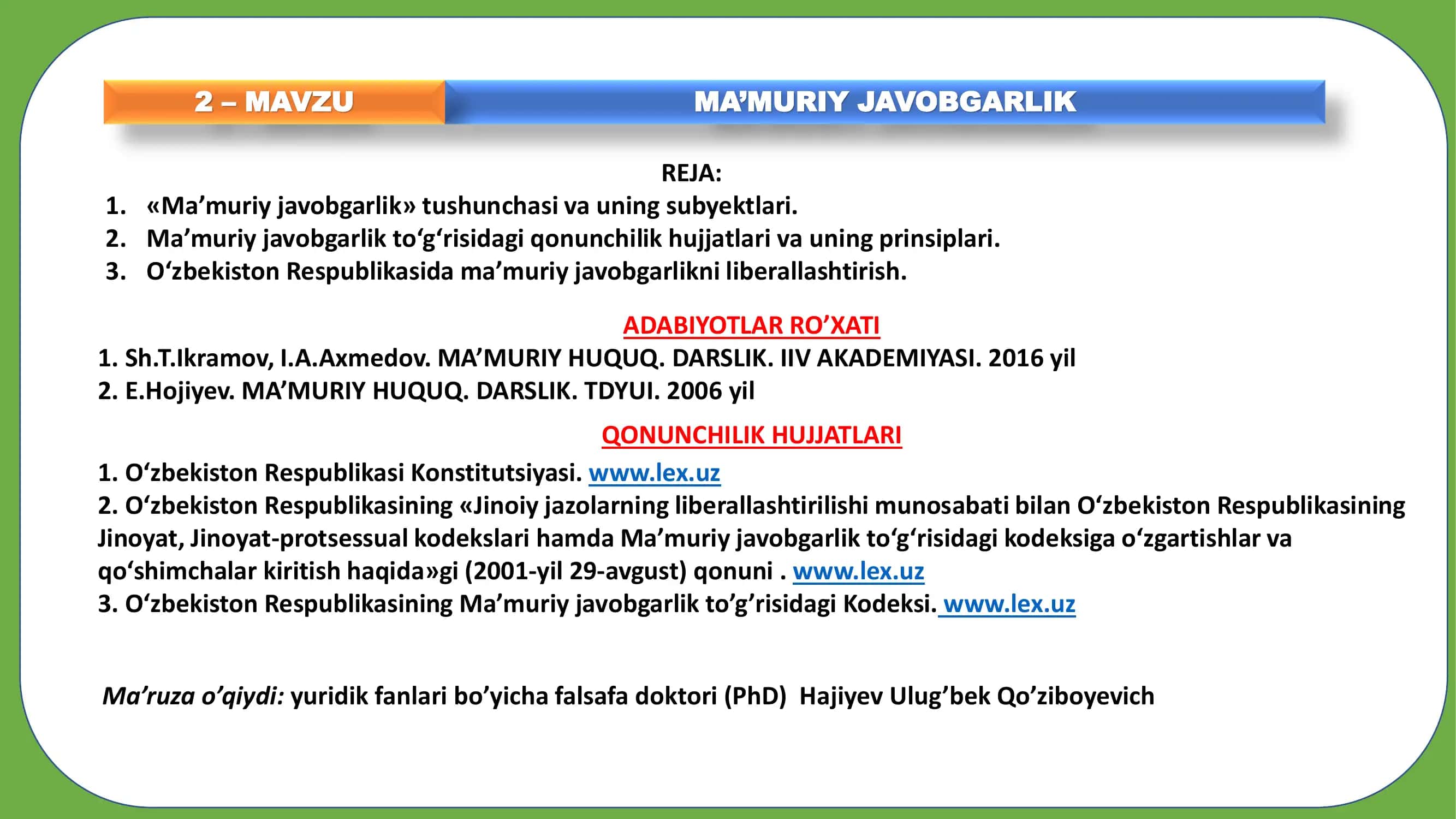 Ma'myriy javobgarlik 1