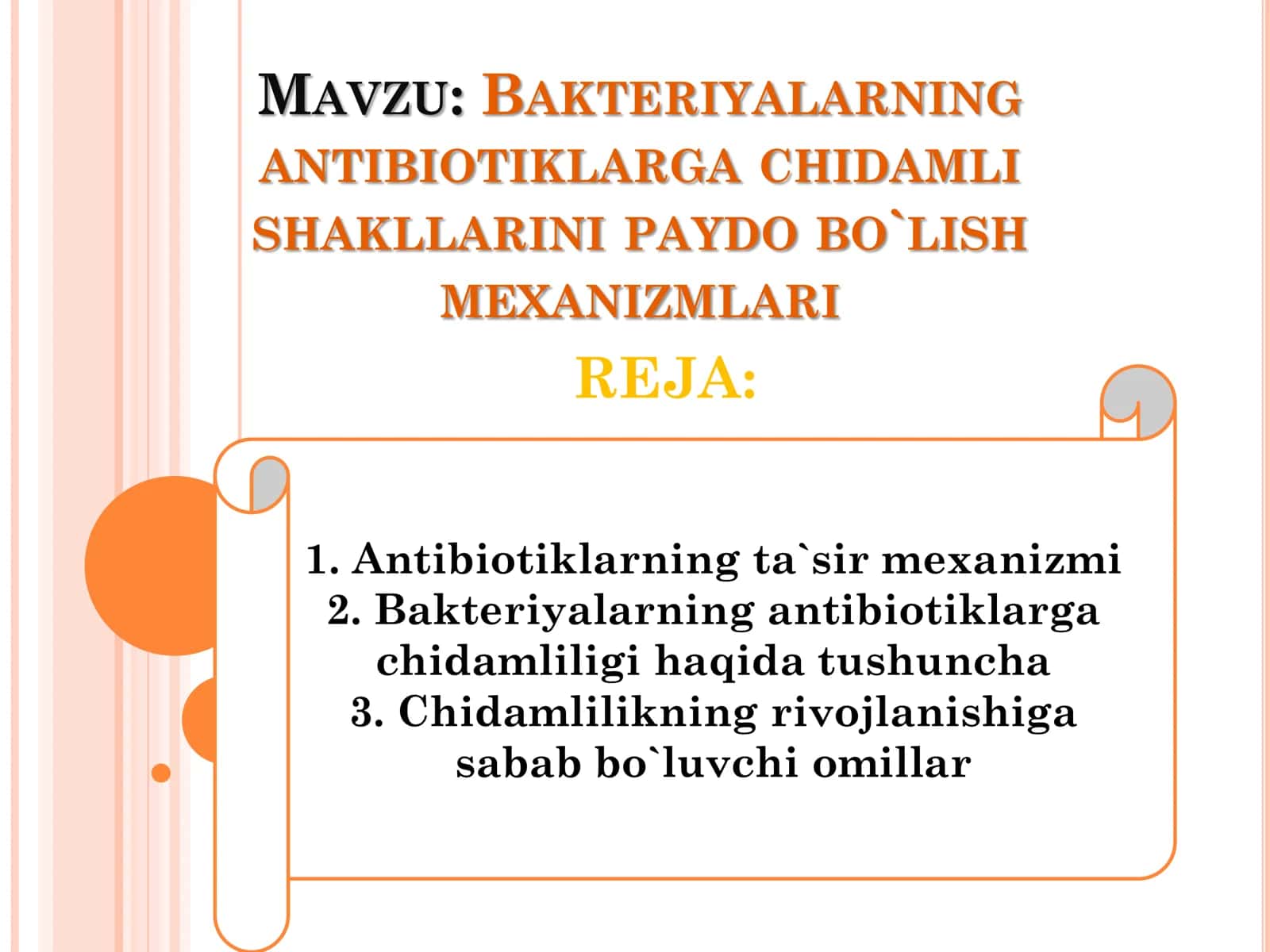 BAKTERIYALARNING ANTIBIOTIKLARGA CHIDAMLI SHAKLLARINI PAYDO BO`LISH MEXANIZMLARI 1