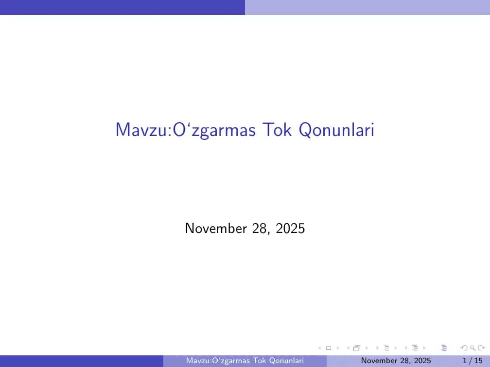 O‘zgarmas Tok Qonunlari 1