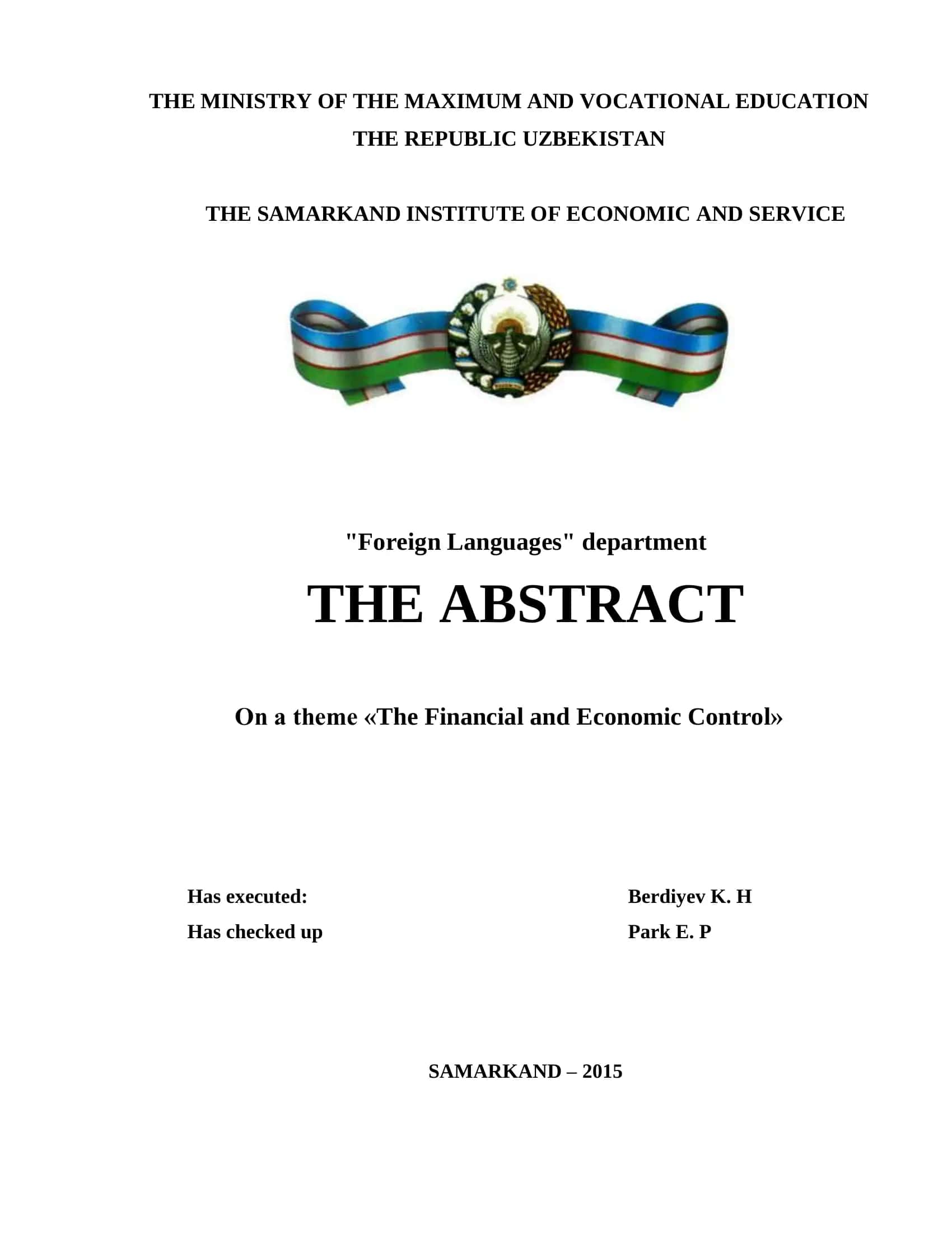 The Financial and Economic Control Abstract 1