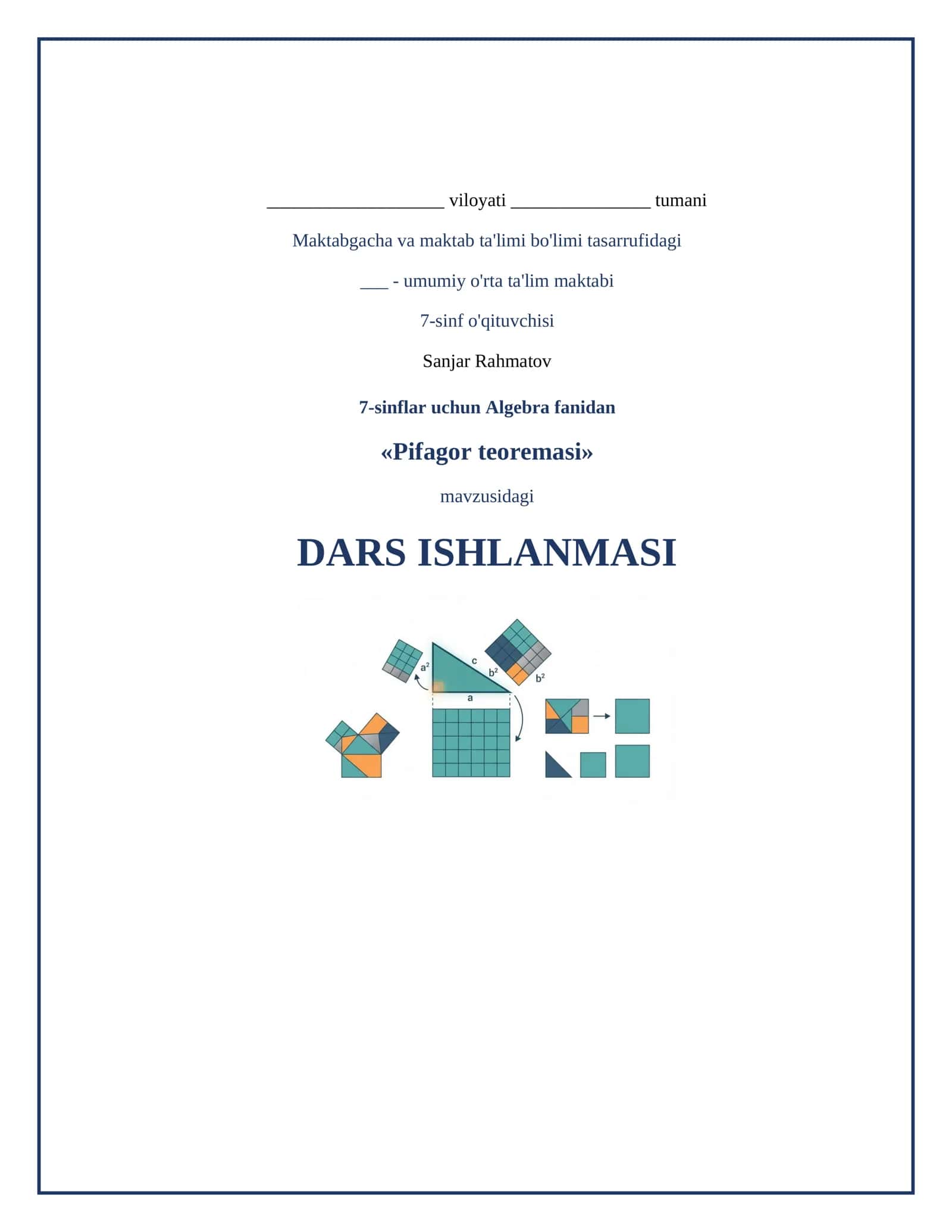 Pifagor teoremasi DARS ISHLANMASI 1