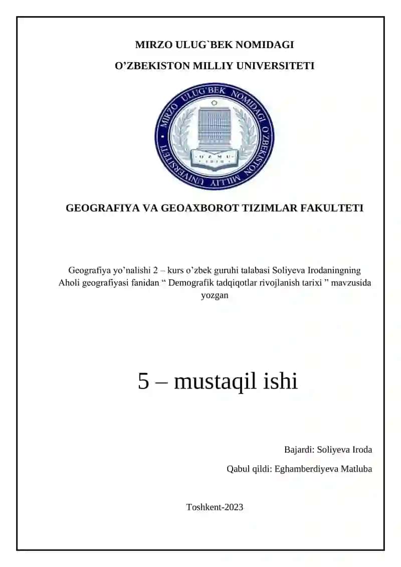 Demografik tadqiqotlar rivojlanish tarixi