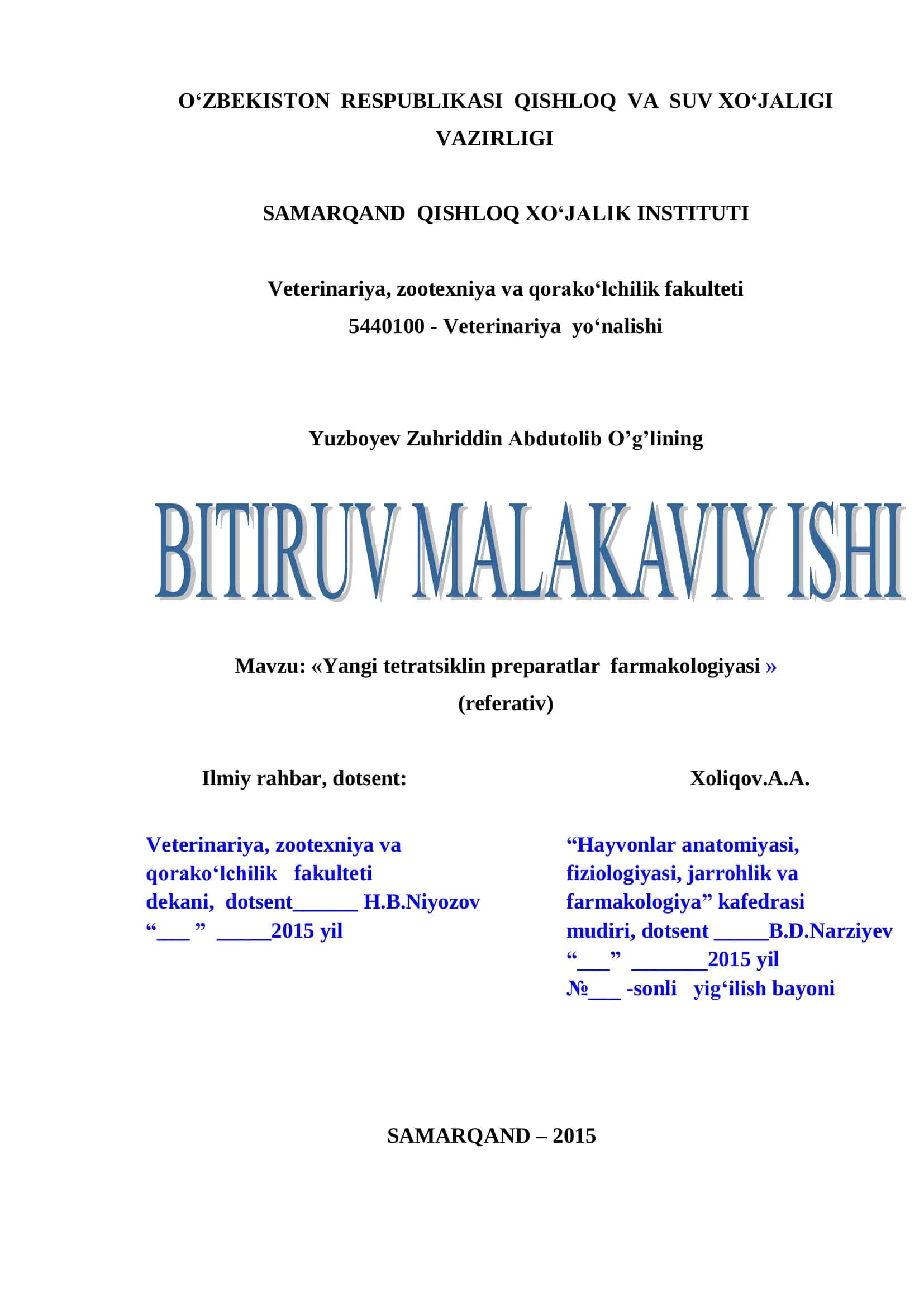 Yangi tetratsiklin preparatlar farmakologiyasi 1
