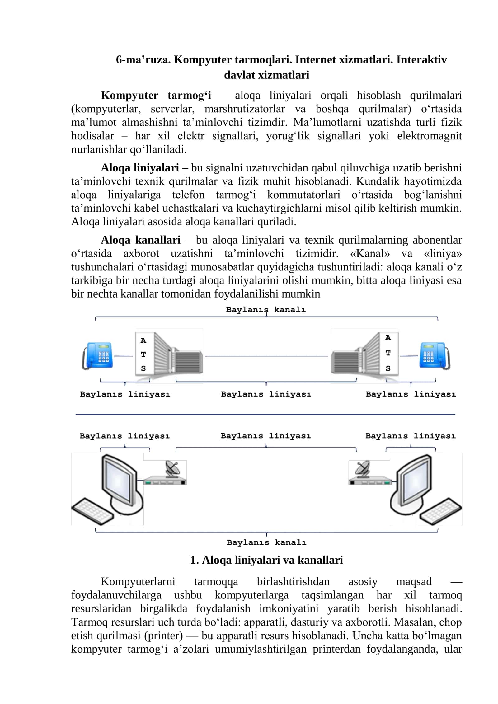 Kompyuter tarmoqlari va internet xizmatlari 1
