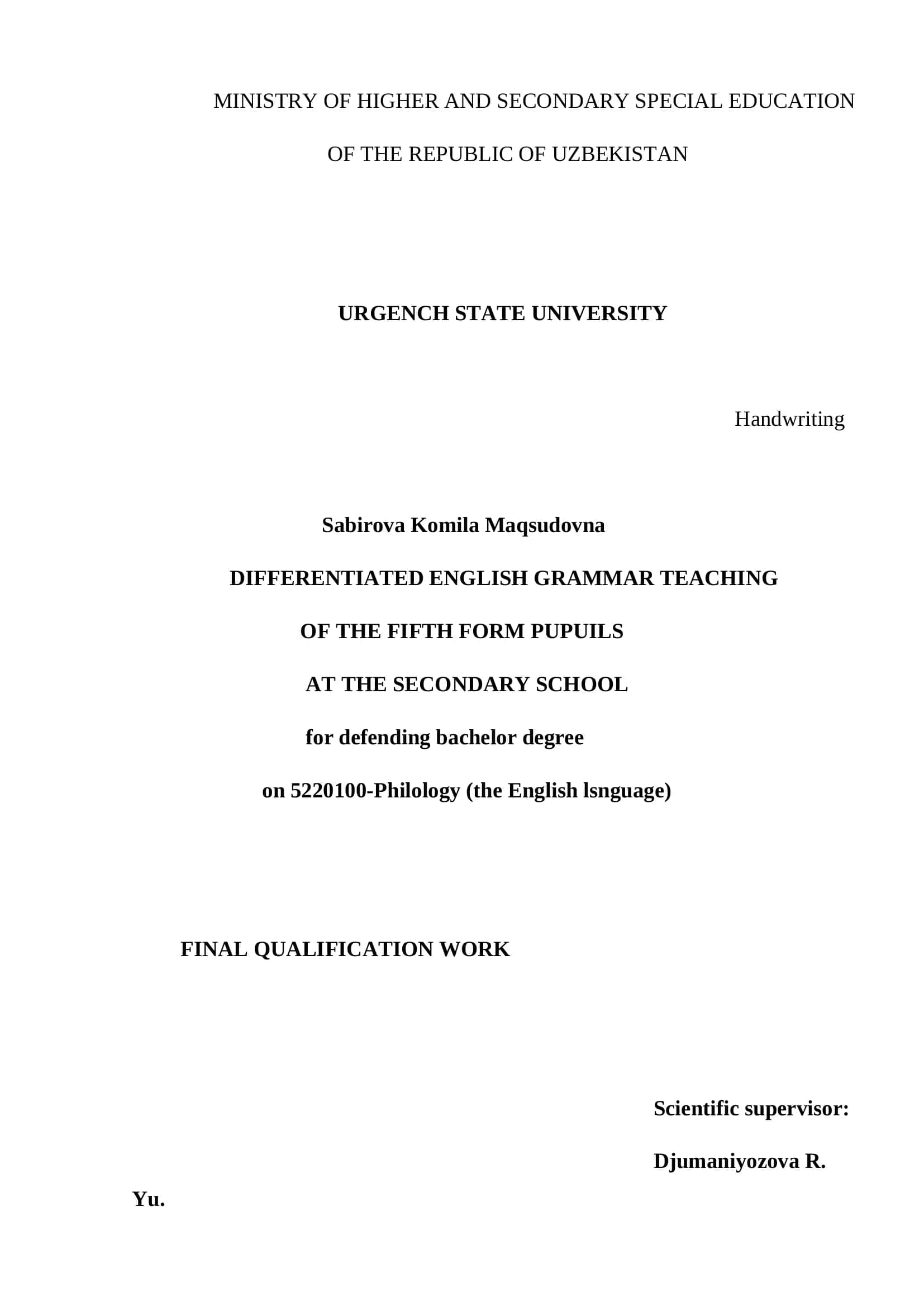 DIFFERENTIATED ENGLISH GRAMMAR TEACHING 1