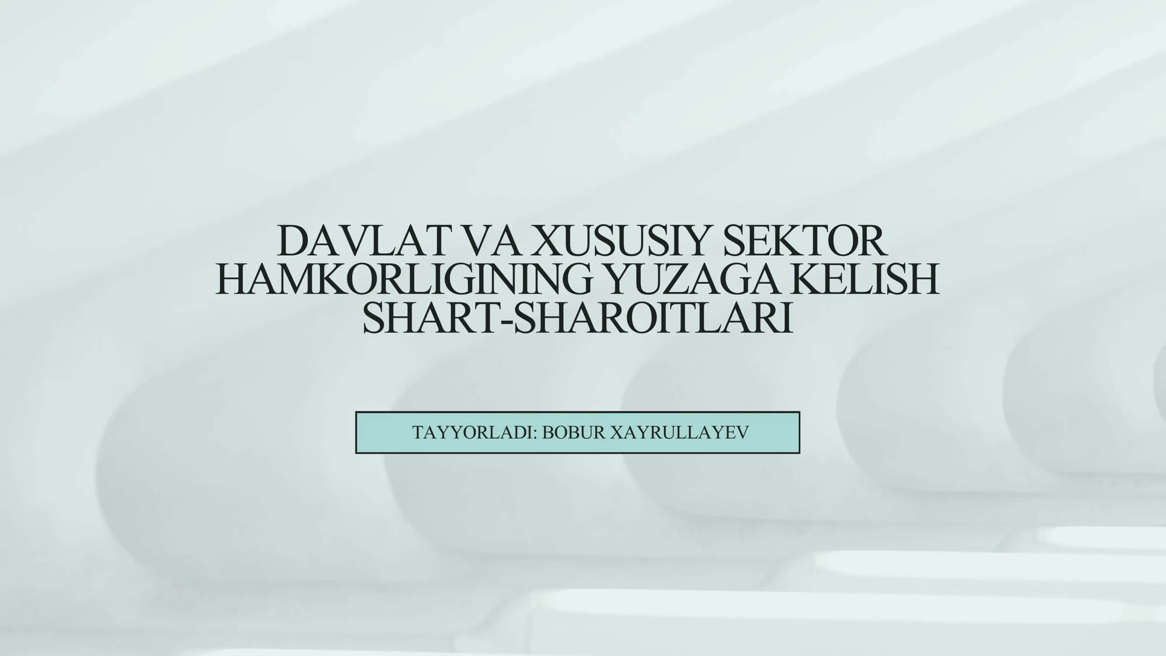 Davlat va xususiy sektor hamkorligi 1