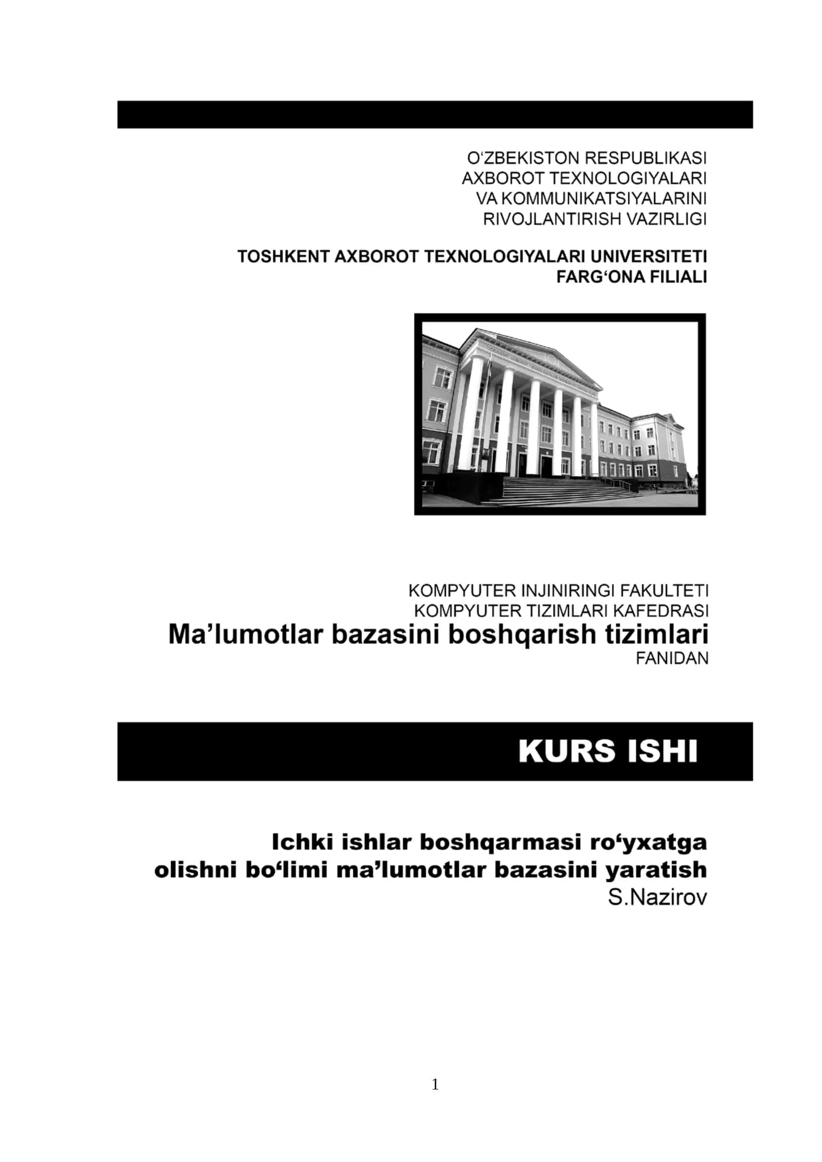Microsoft Access dasturi. Jadvallar, formalar, so’rovlar, hisobotlar va makroslar 1