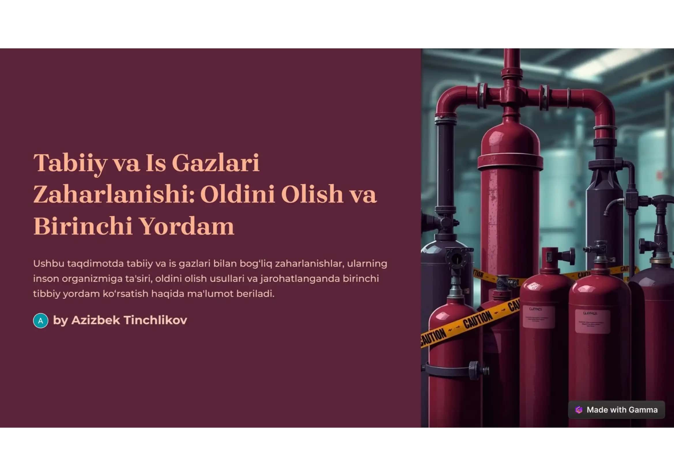 Tabiiy va is gazi. Oldini olish va birinchi yordam 1