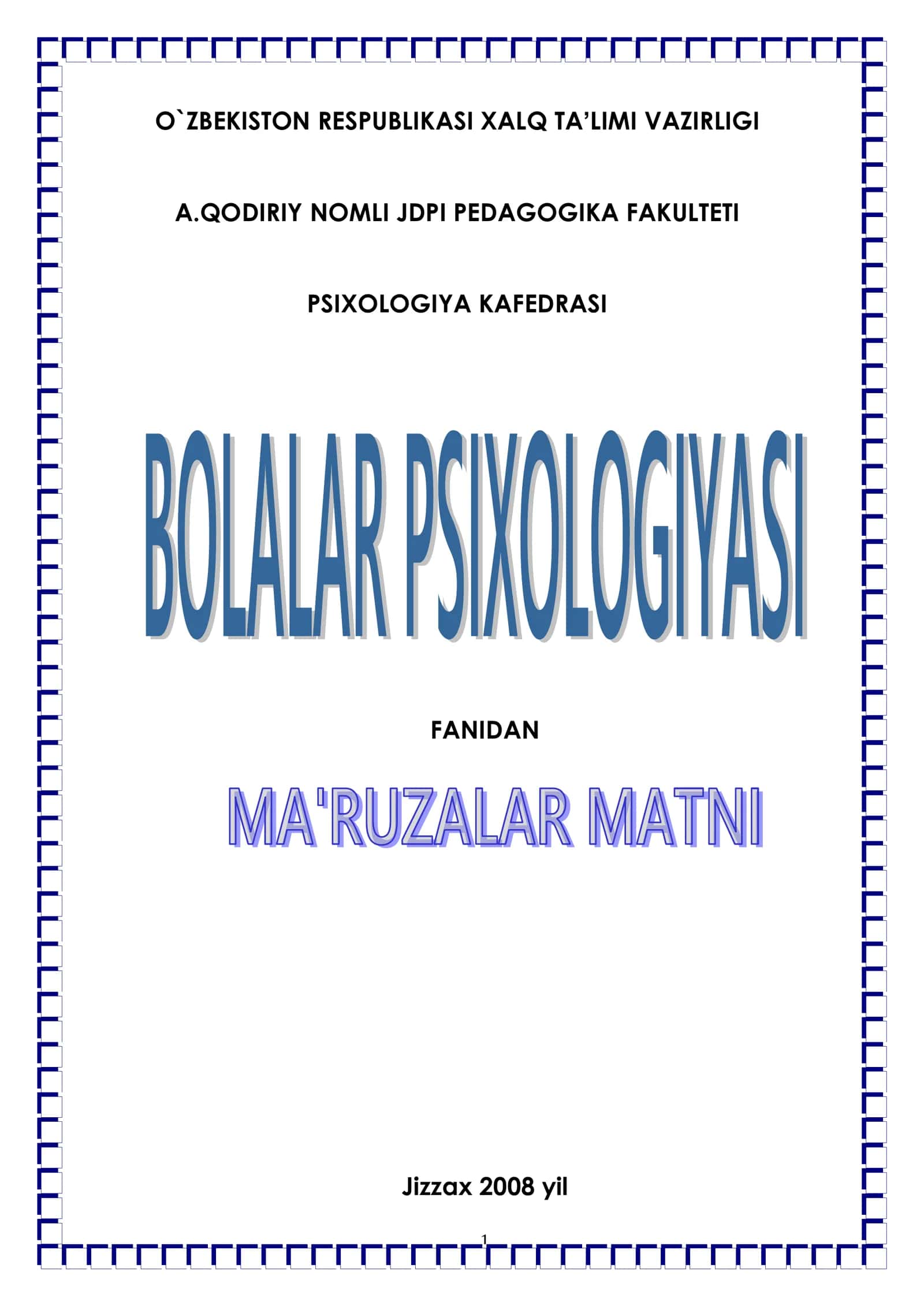 Bolalar psixologiyasi 1