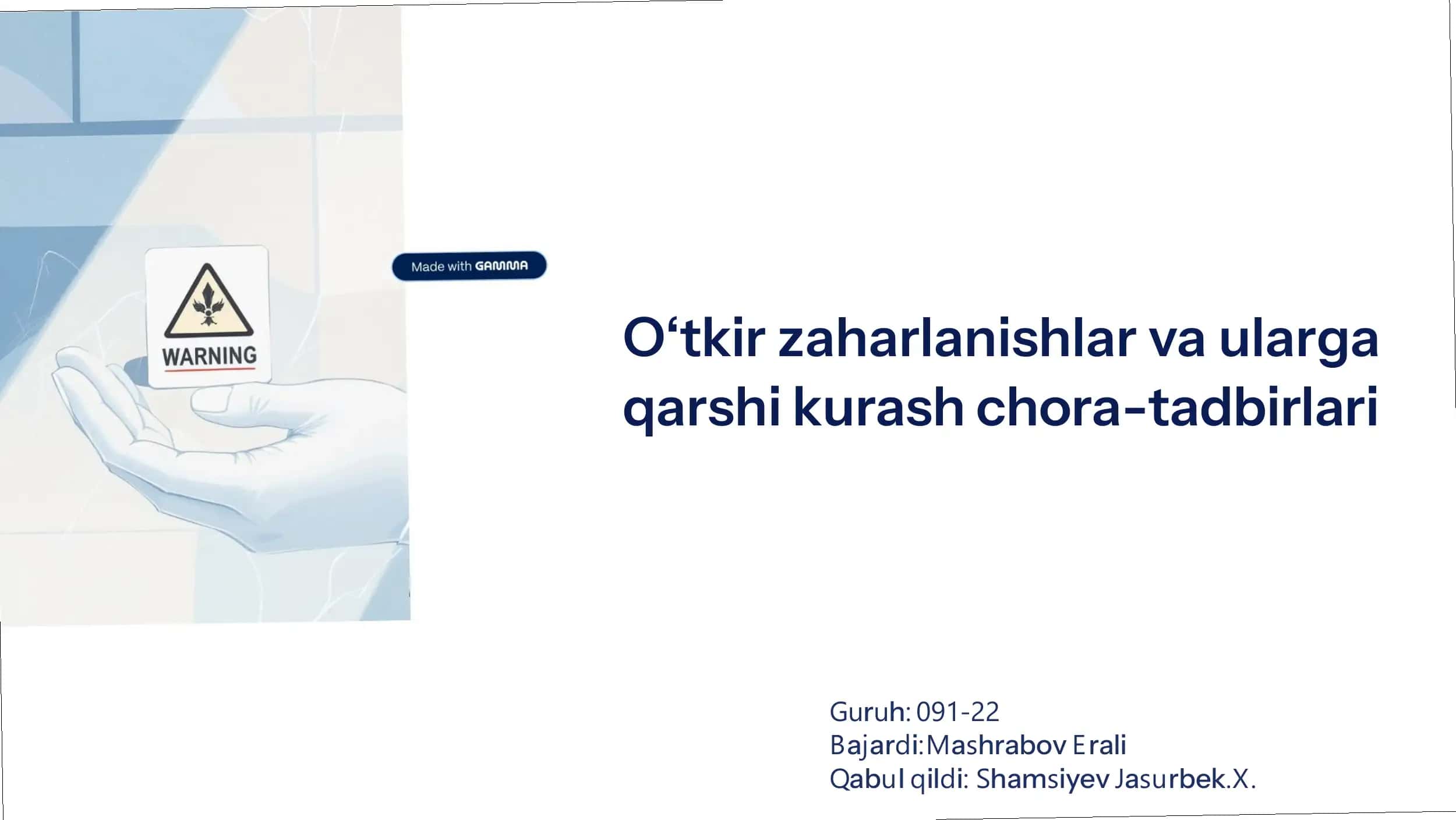 O8tkir Zaharlanishlar va ularga qarshi kurash chora-tadbirlari 1