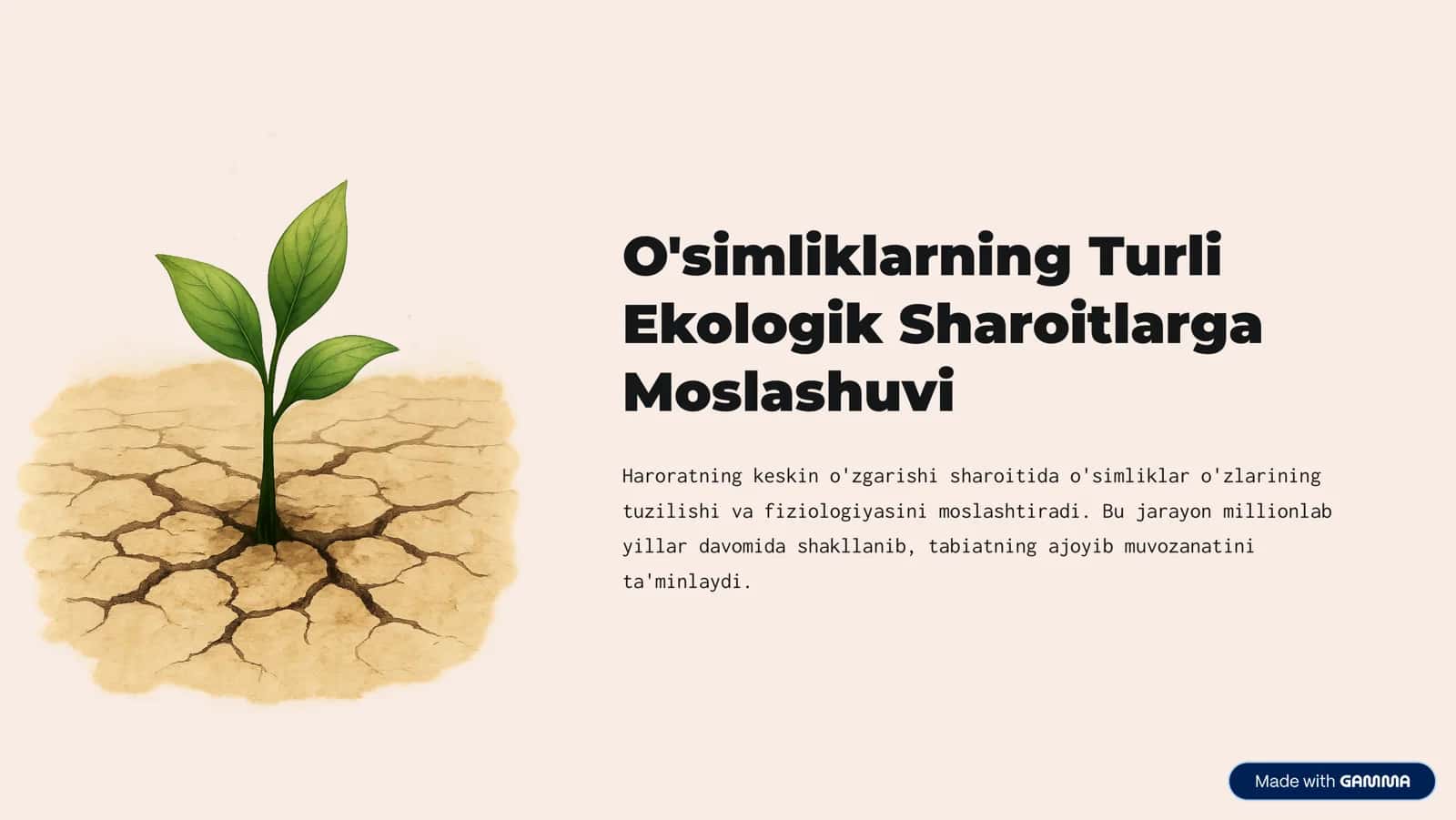 O'simliklarning Turli Ekologik Sharoitlarga Moslashuvi 1