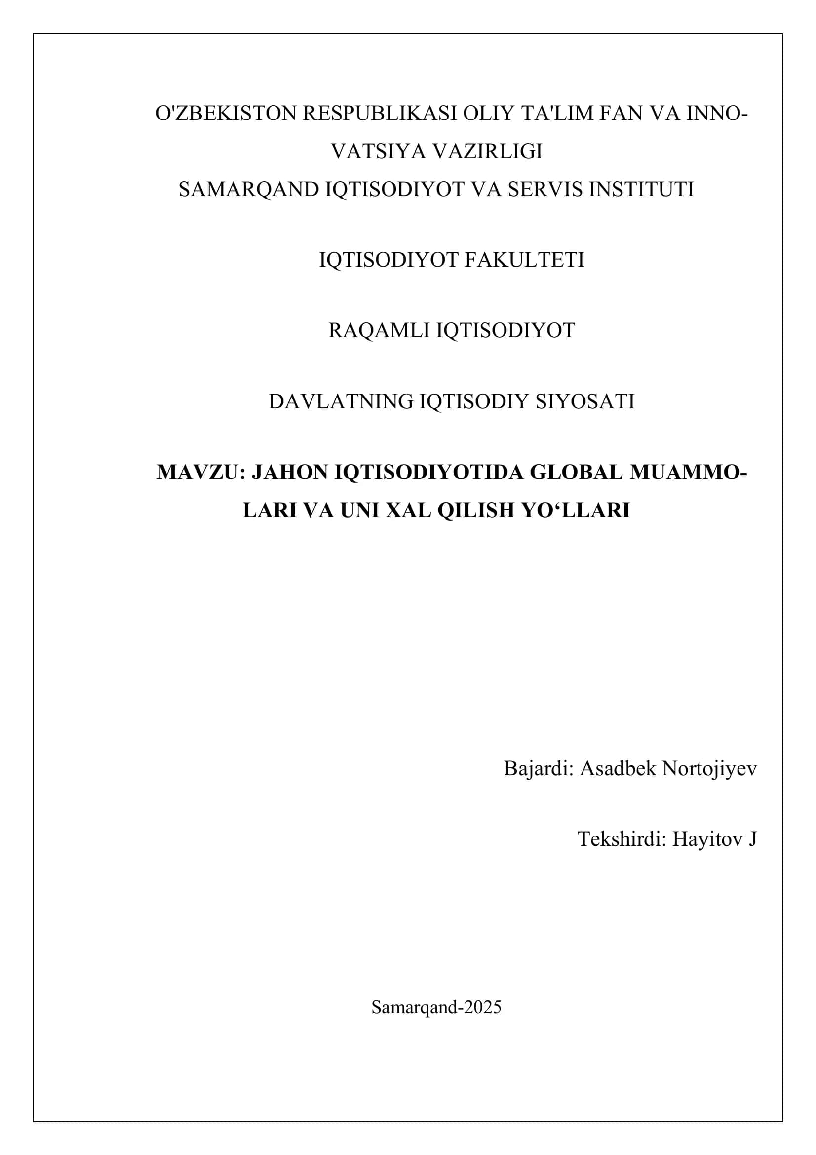 DAVALATNING IQTISODIY SIYOSATI 1