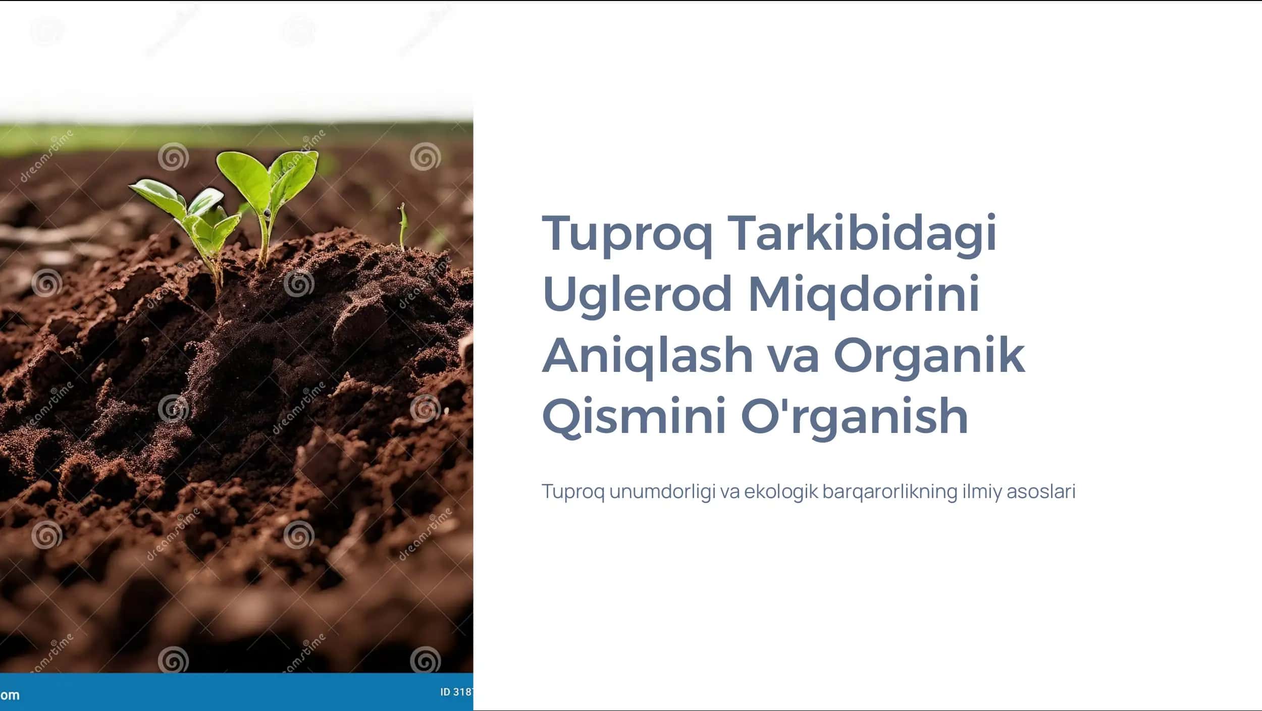 Tuproq Tarkibidagi Uglerod Miqdorini Aniqlash va Organik Qismini O'rganish 1