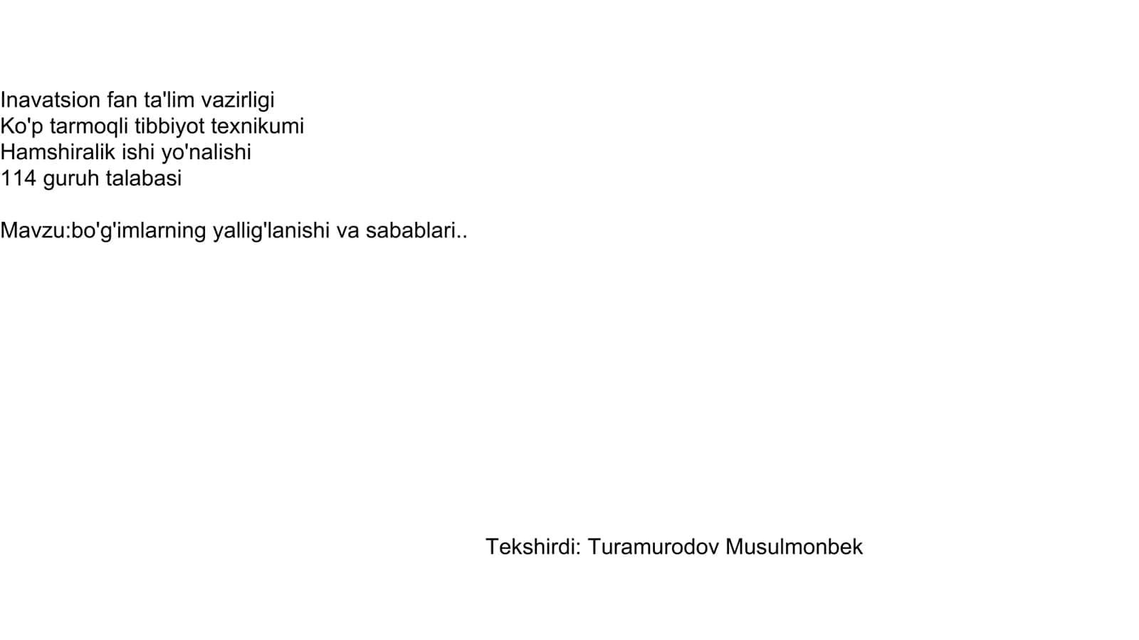 Ko'p tarmoqli tibbiyot texnikumi 1