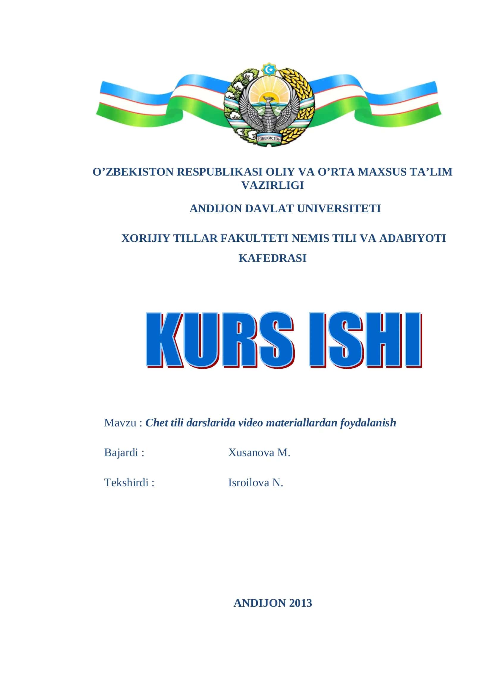 Chet tili darslarida video materiallardan foydalanish 1