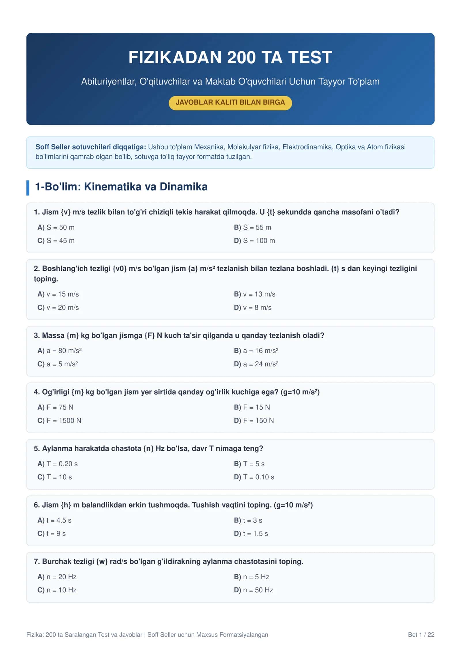 FIZIKADAN 200 TA TEST 1