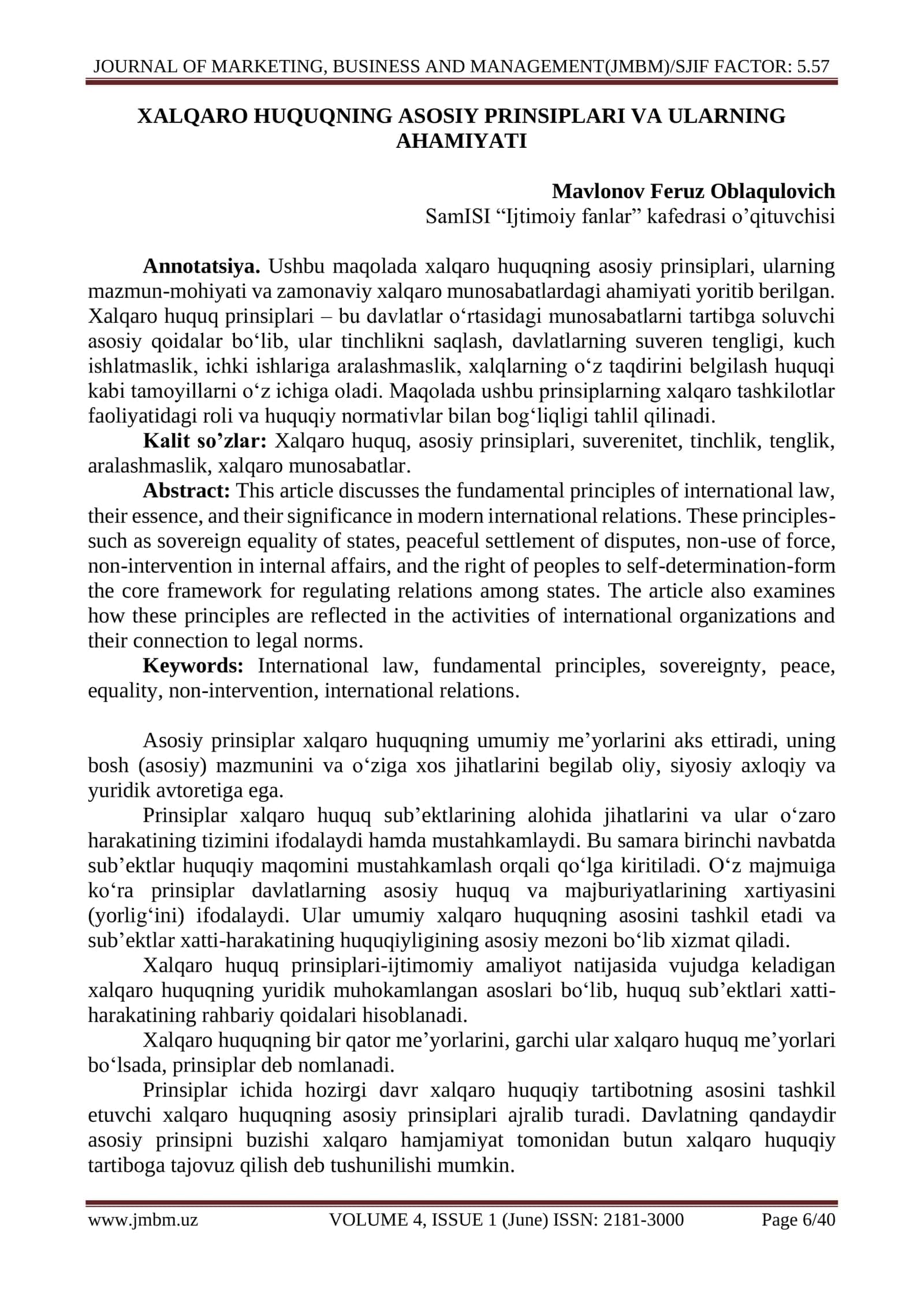 XALQARO HUQUQNING ASOSIY PRINSIPLARI VA ULARNING AHAMIYATI 1