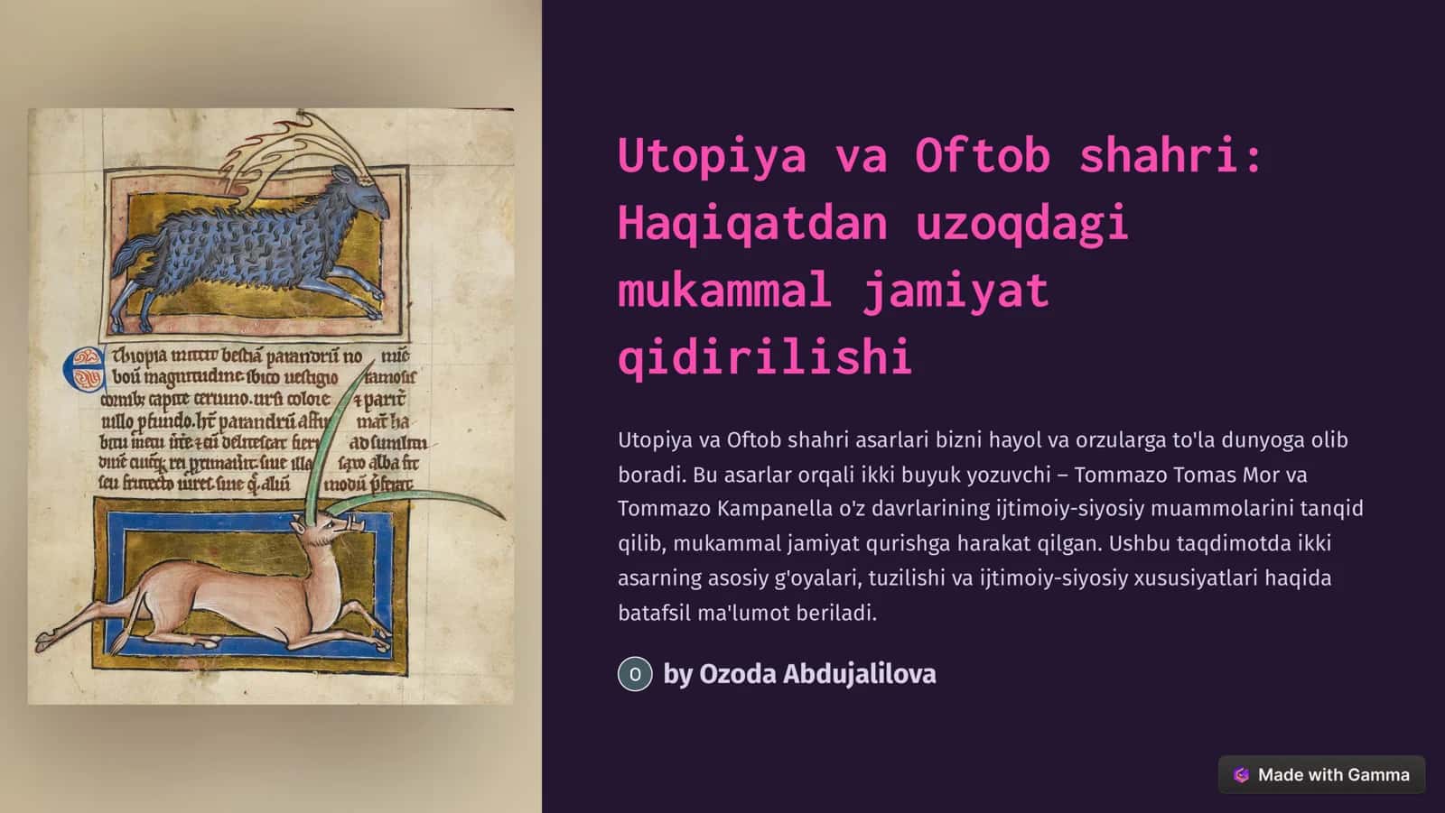 Utopiya va Oftob shahri 1