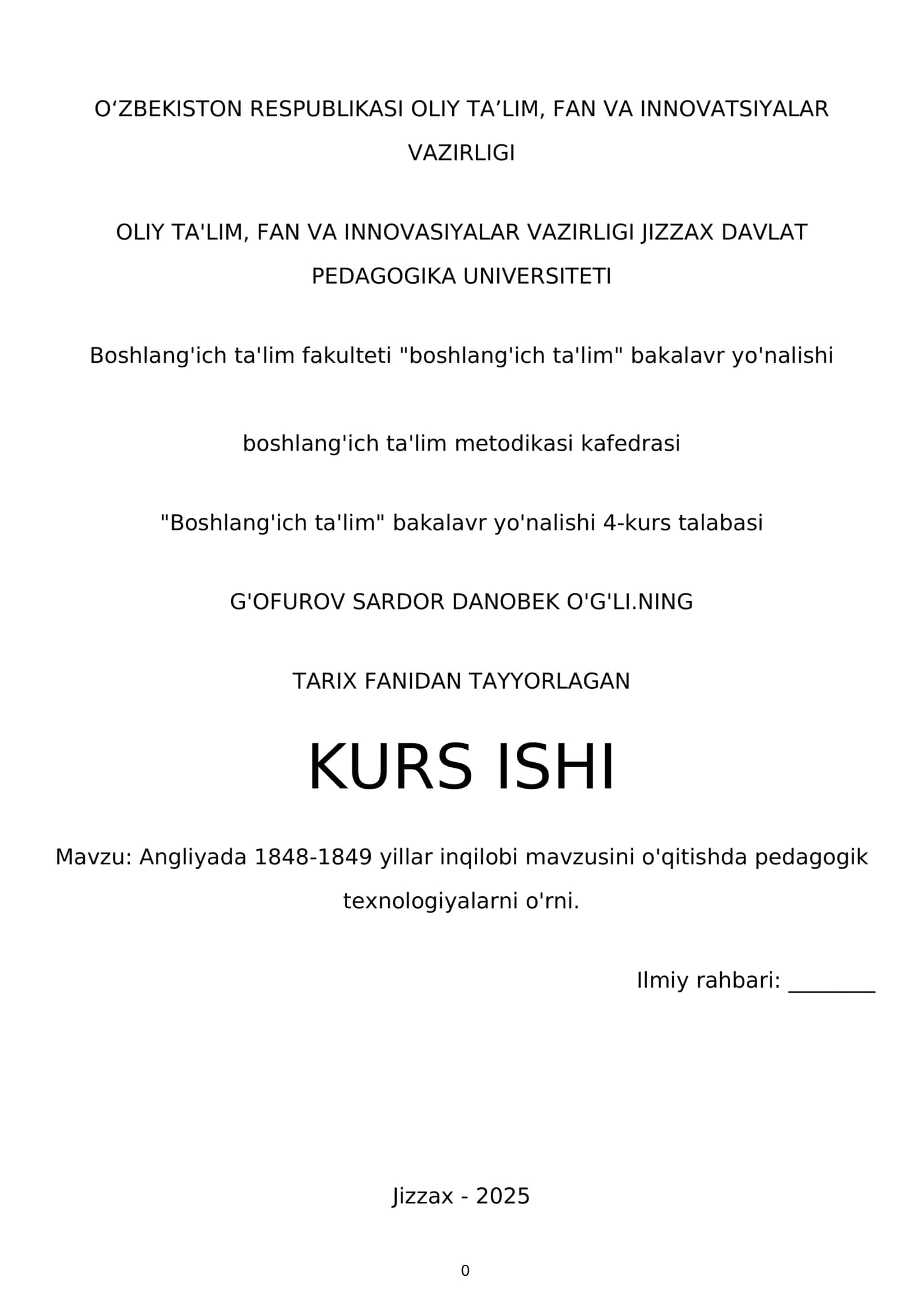Angliyada 1848-1849 yillar inqilobi mavzusini o'qitish 1