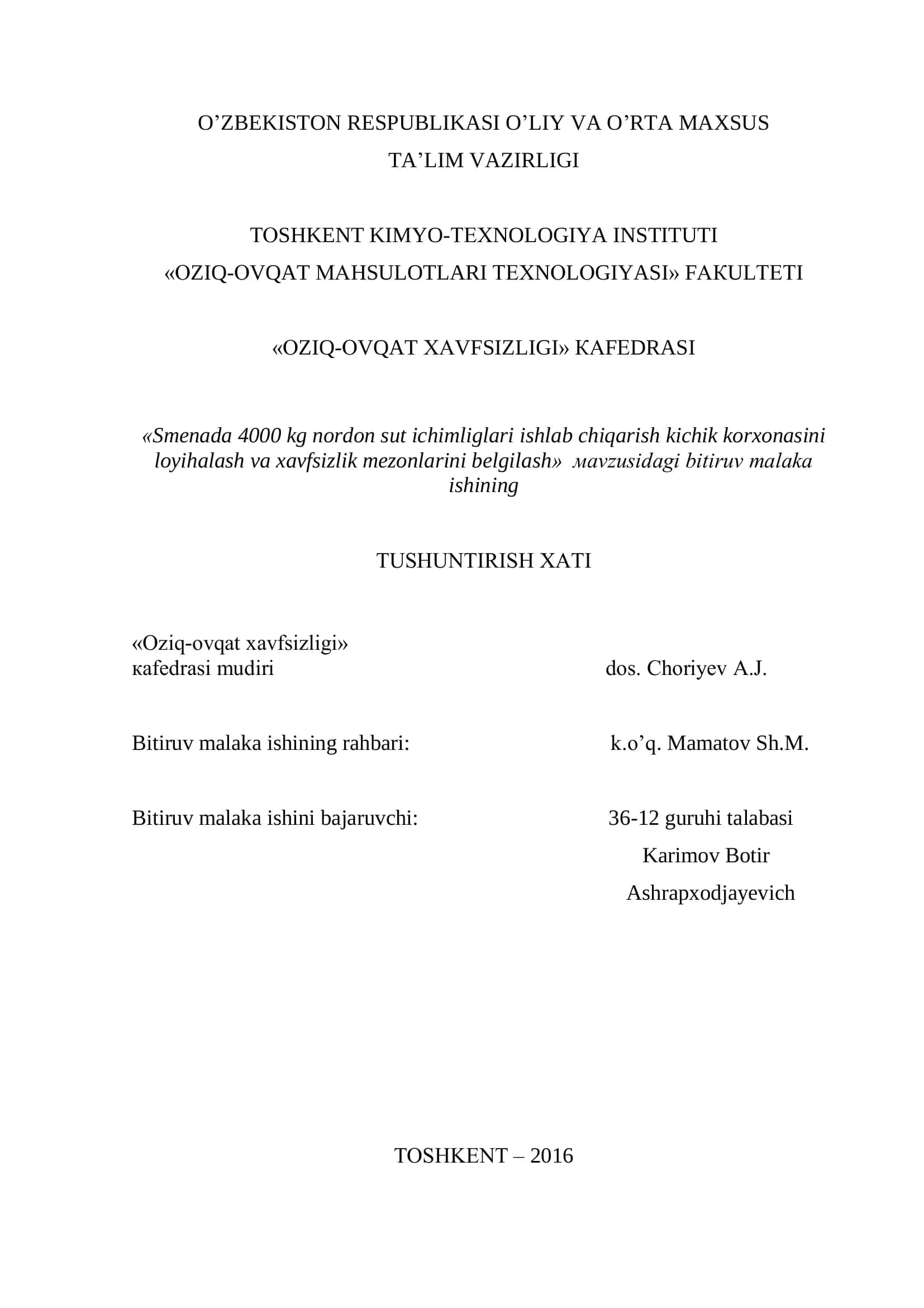 OZIQ-OVQAT MAHSULOTLARI TEXNOLOGIYASI 1