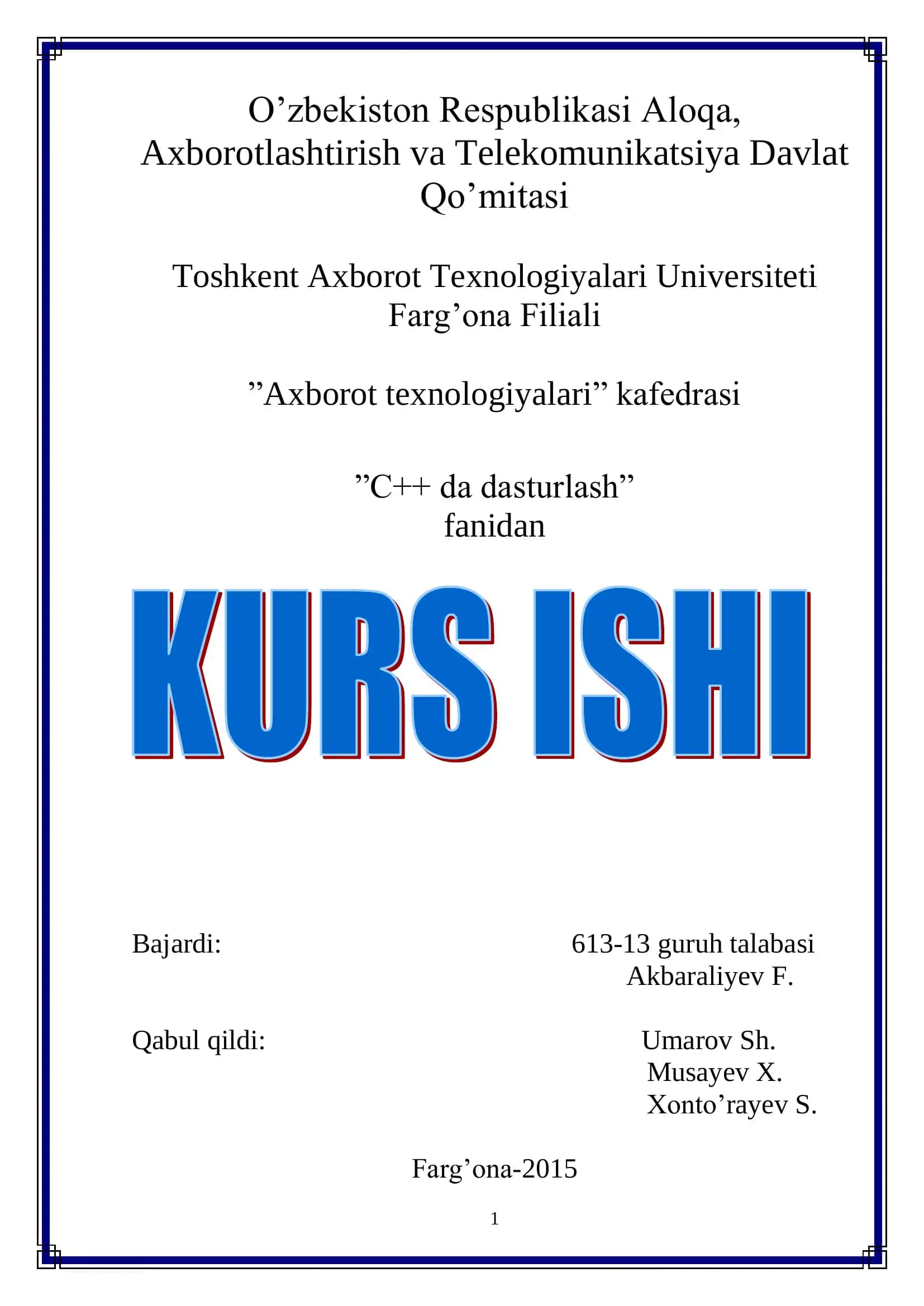 Talabalar uchun dars jadvali dasturini yaratish 1