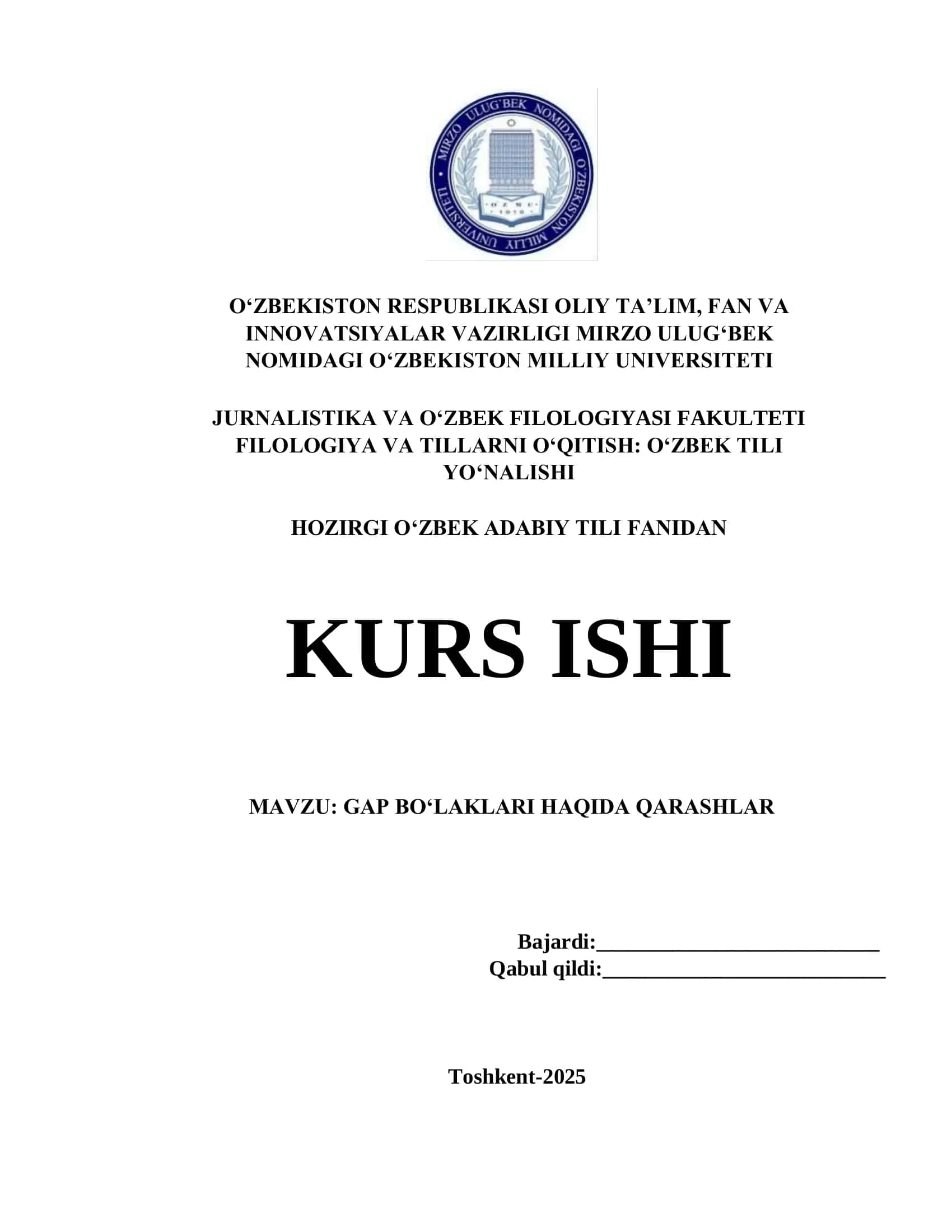 GAP BO‘LAKLARI HAQIDA QARASHLAR 1