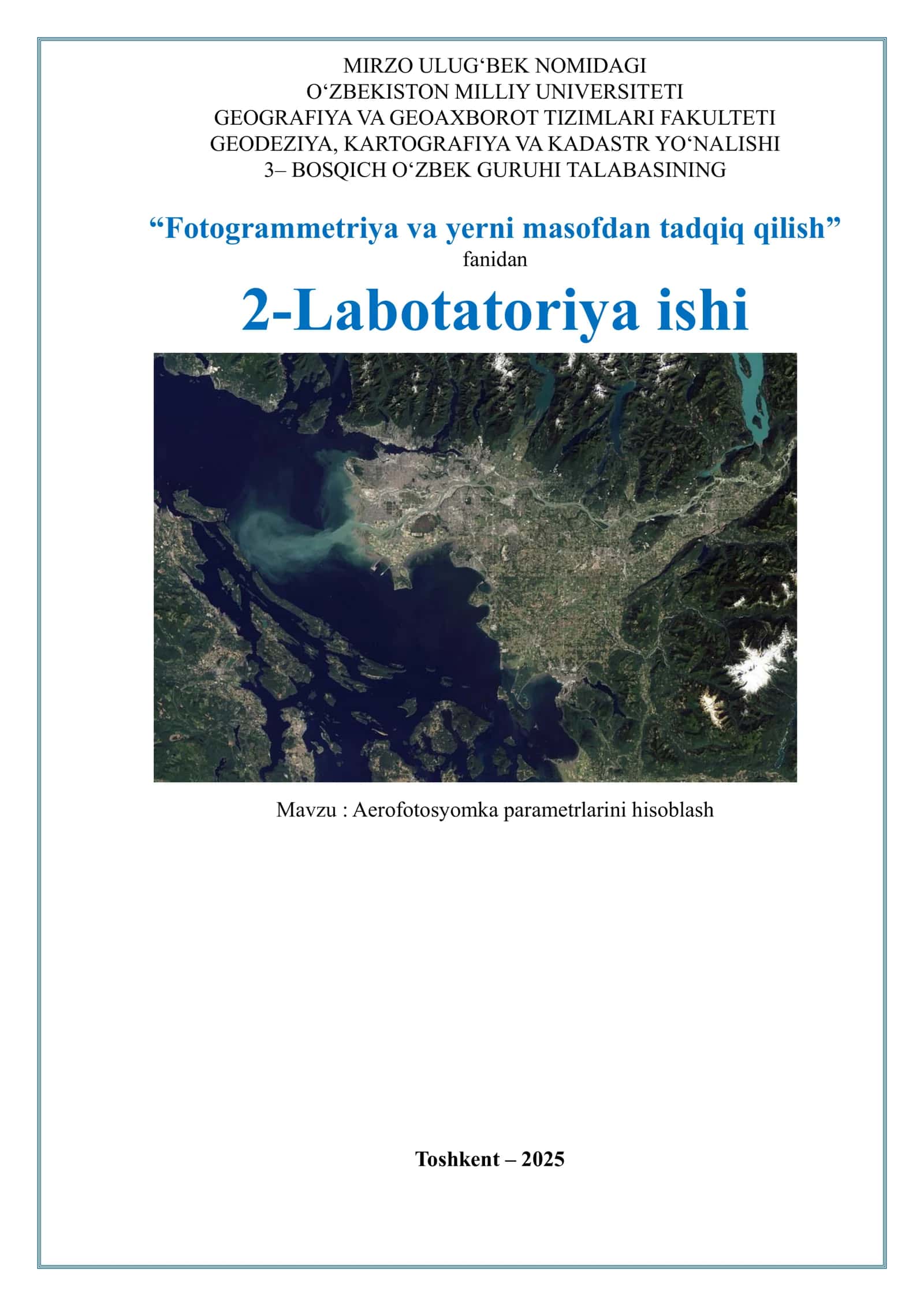 Aerofotosyomka parametrlarini hisoblash 1