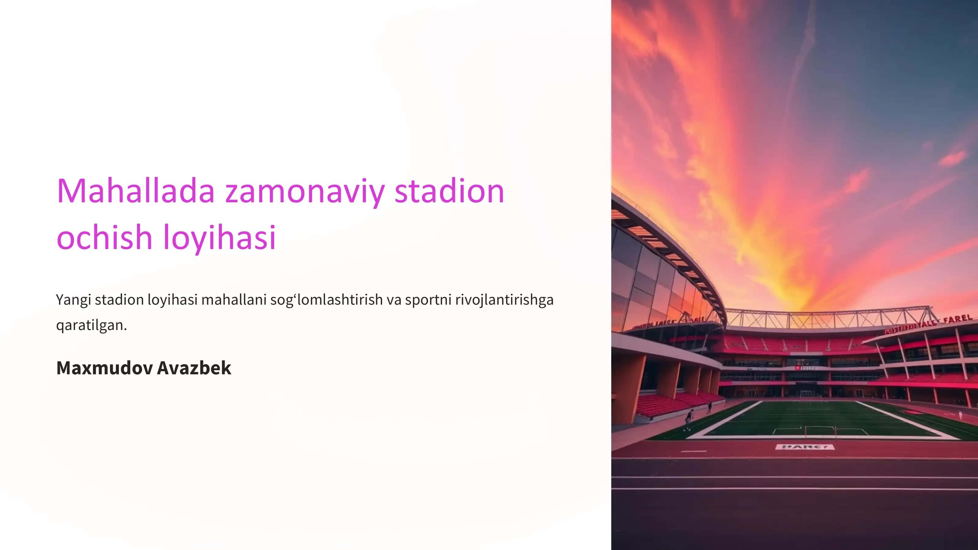 Mahallada zamonaviy stadion ochish loyihasi 1