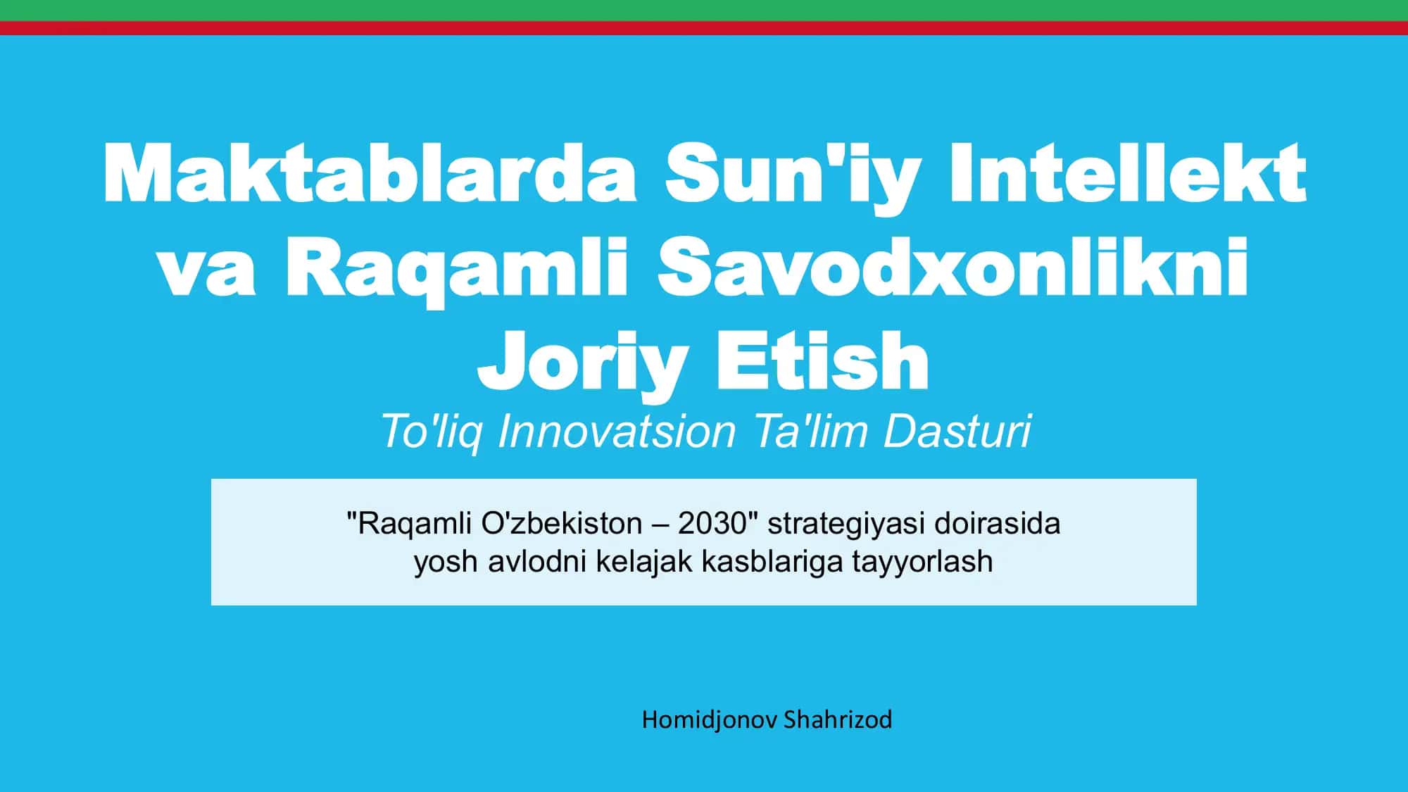 Maktablarda Sun'iy Intellekt va Raqamli Savodxonlikni Joriy Etish 1