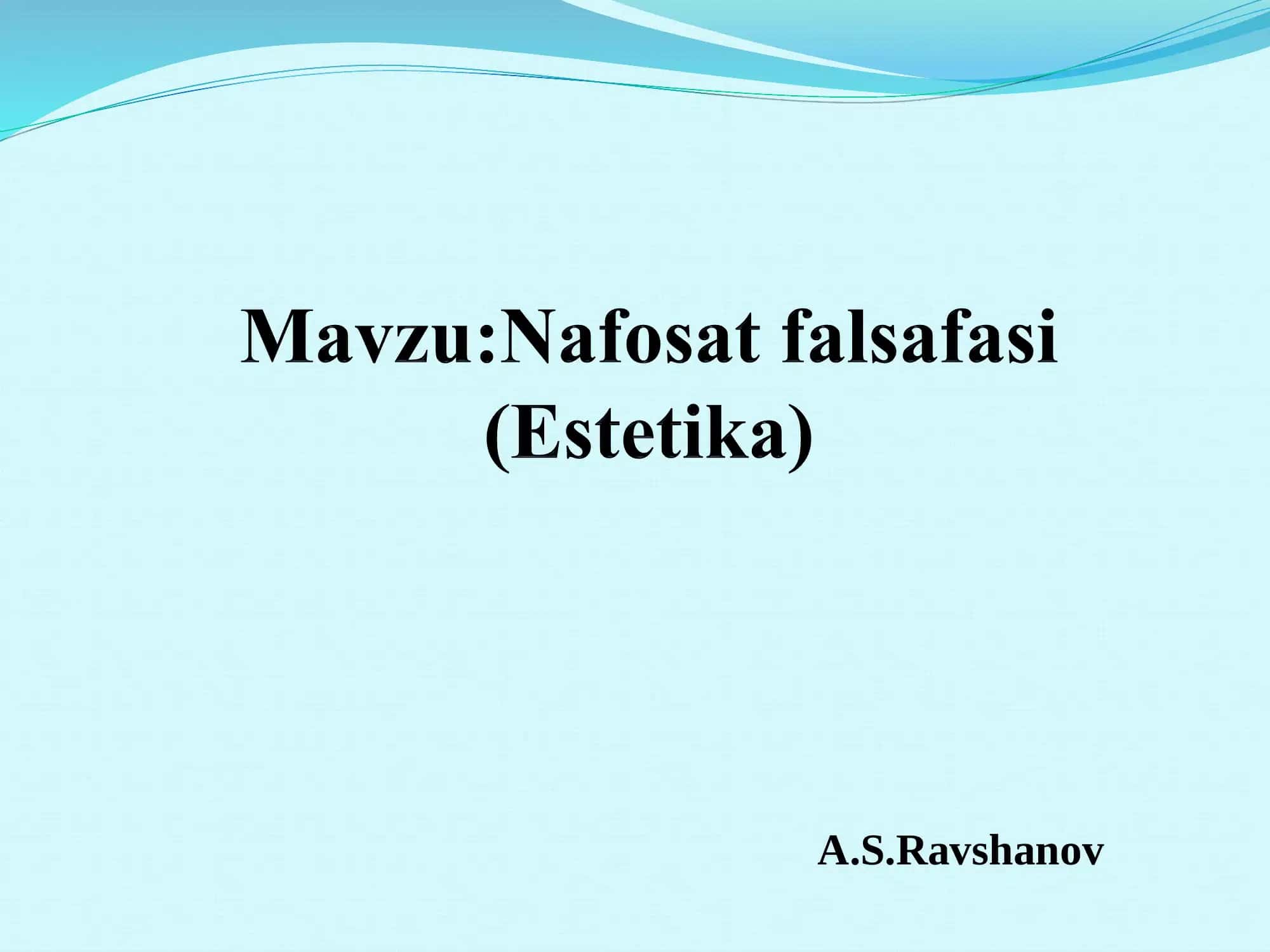 Estetika 1